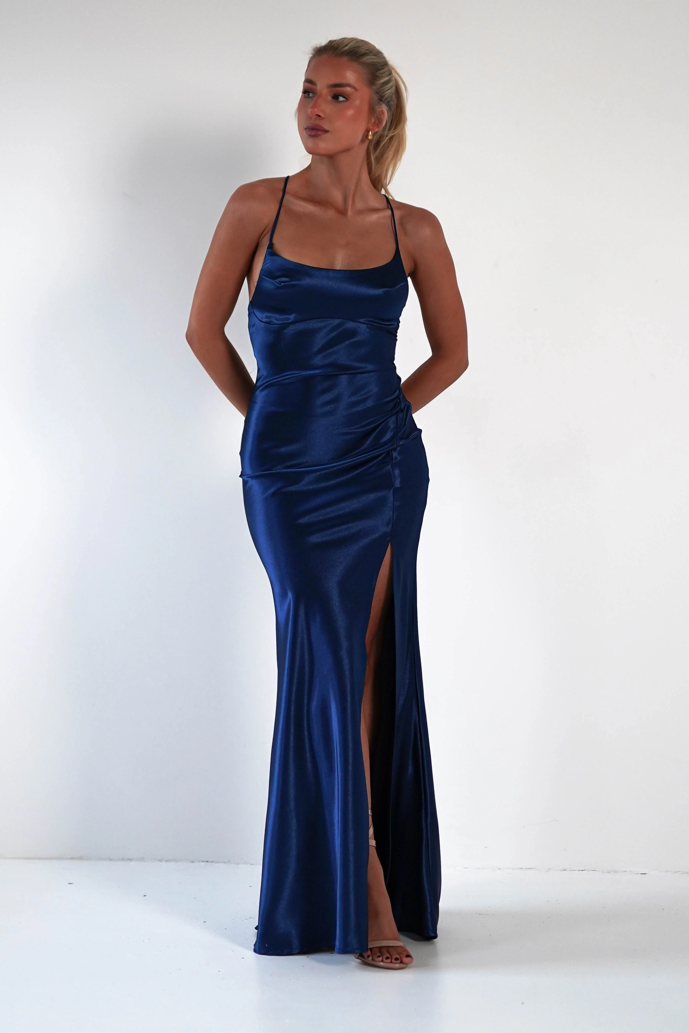 Celinee Satin Maxi Gown | Royal - Image 7