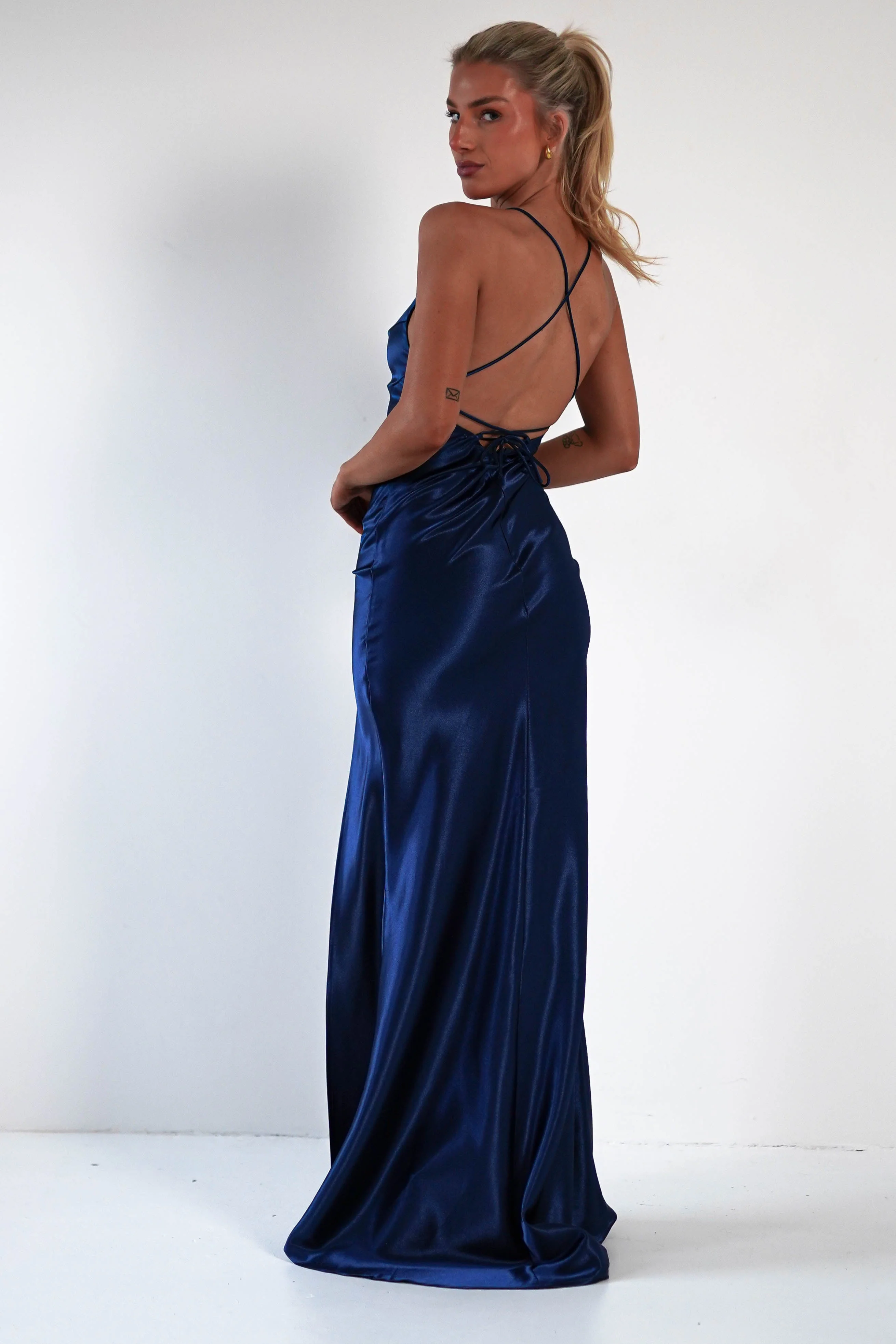 Celinee Satin Maxi Gown | Royal - Image 8