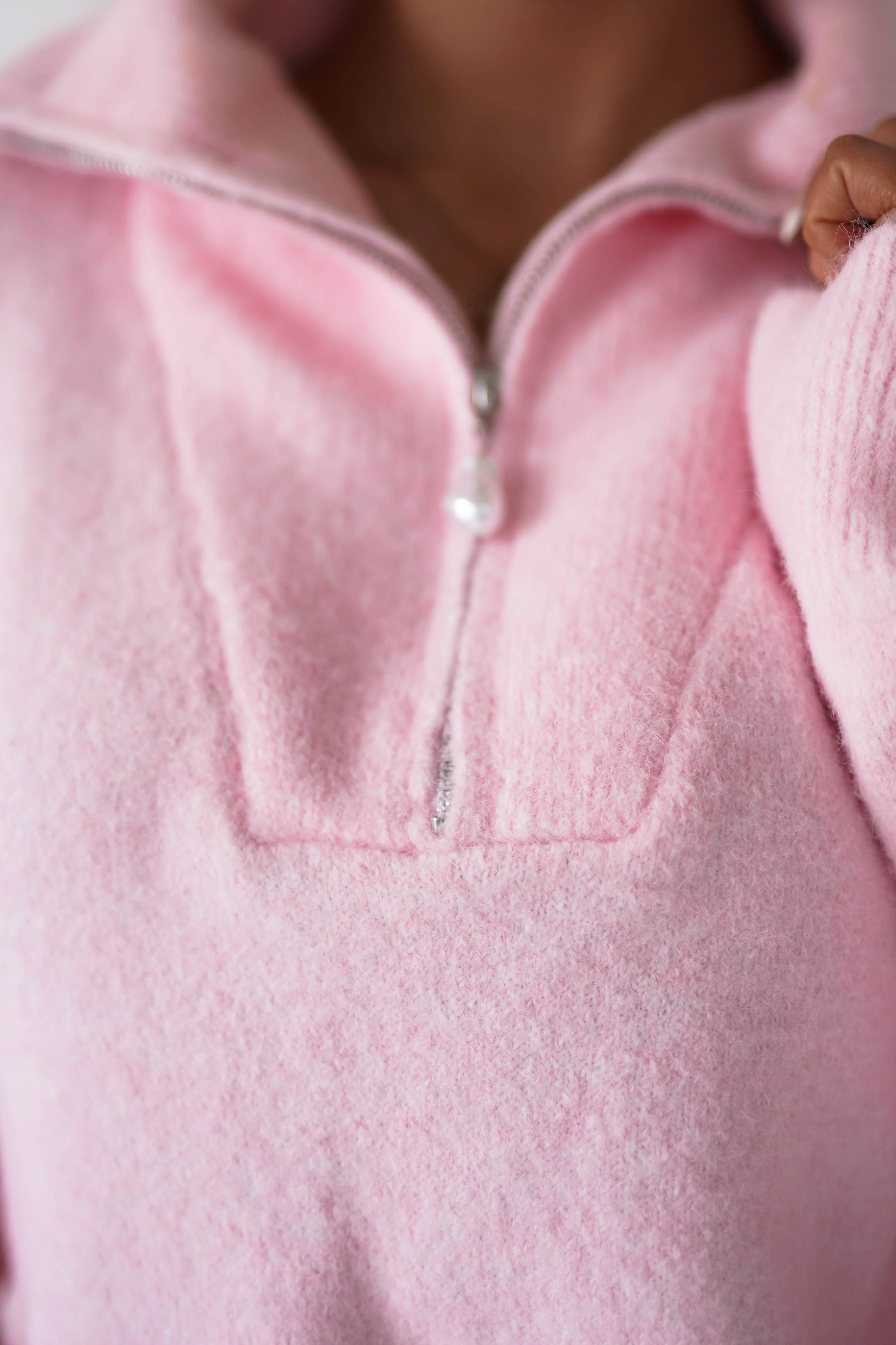 Chaney Half Pink Zip Jumper | Pink - Image 4