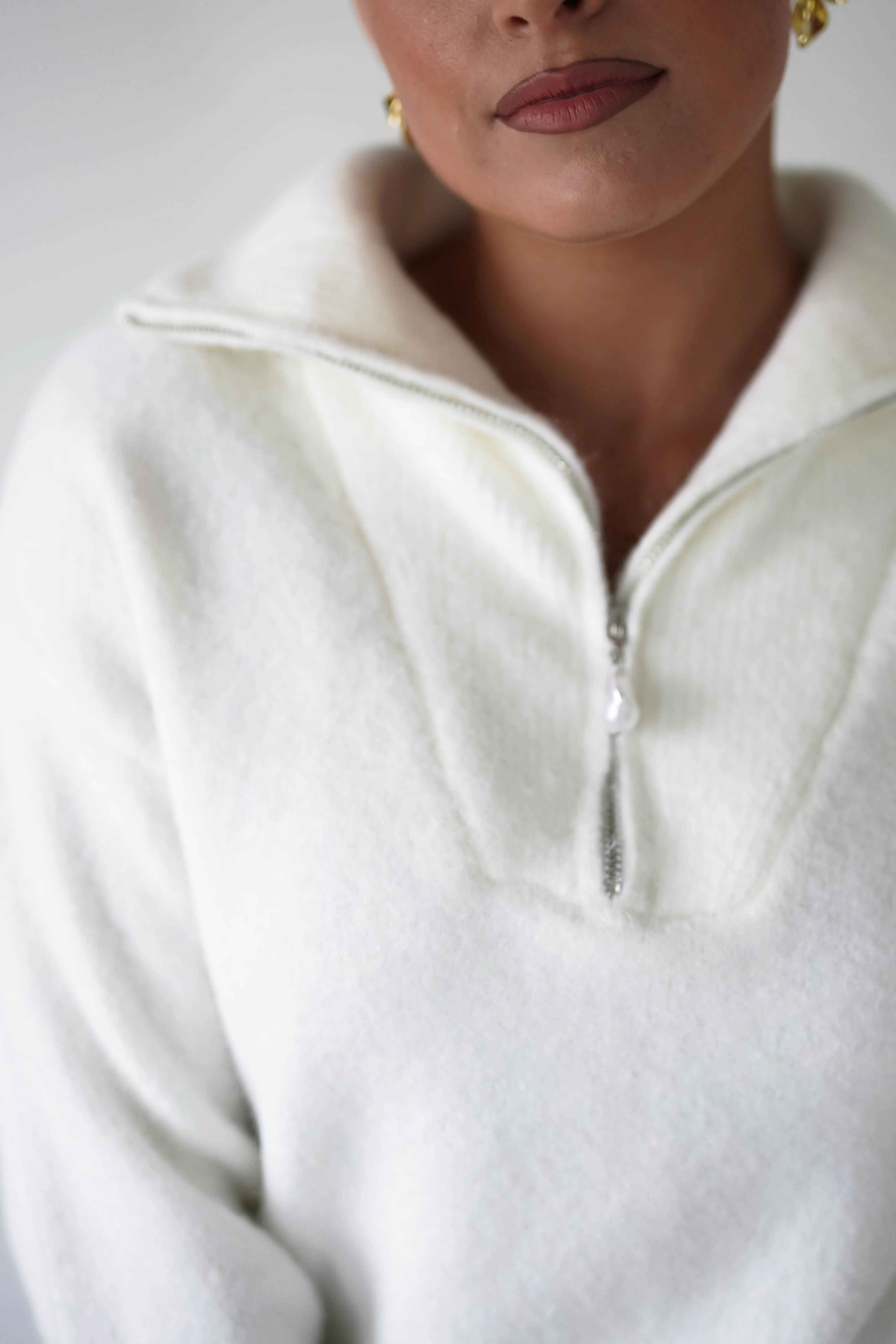 Chaney Half Pink Zip Jumper | White - Image 4