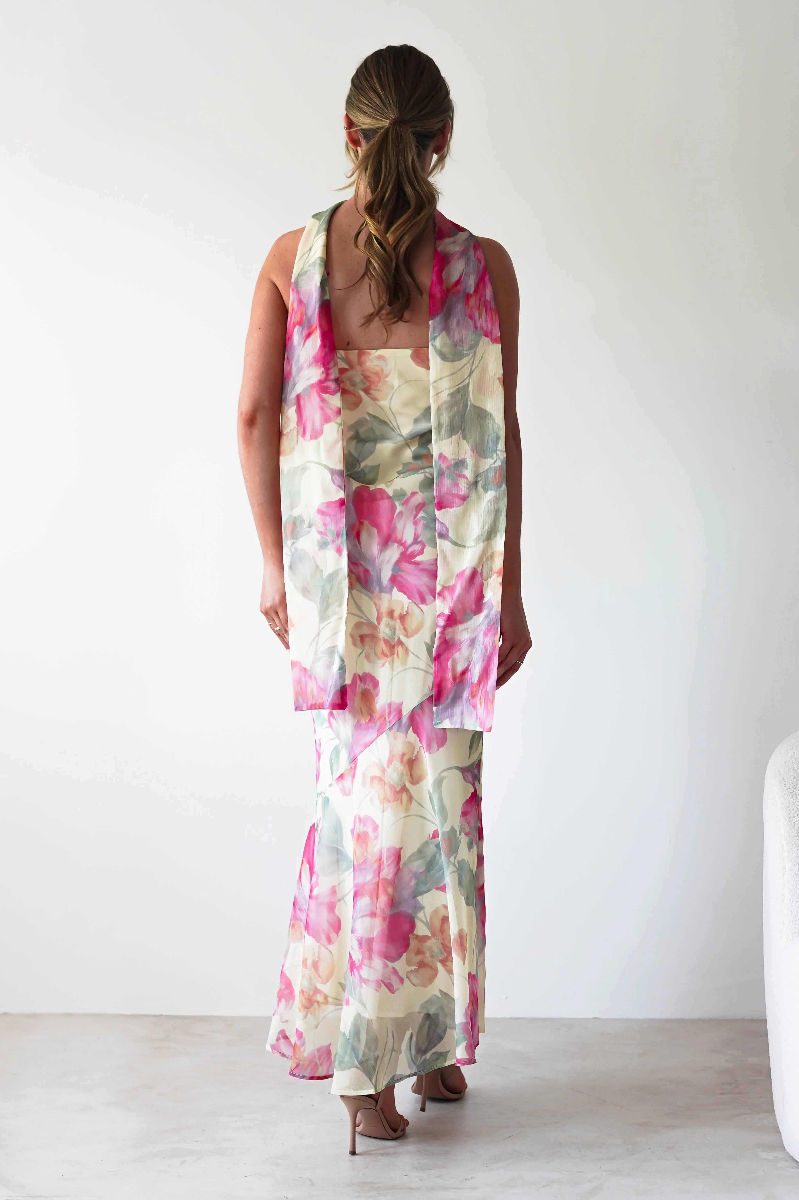 Charlene Floral Chiffon Maxi Dress | Yellow Print - Image 4