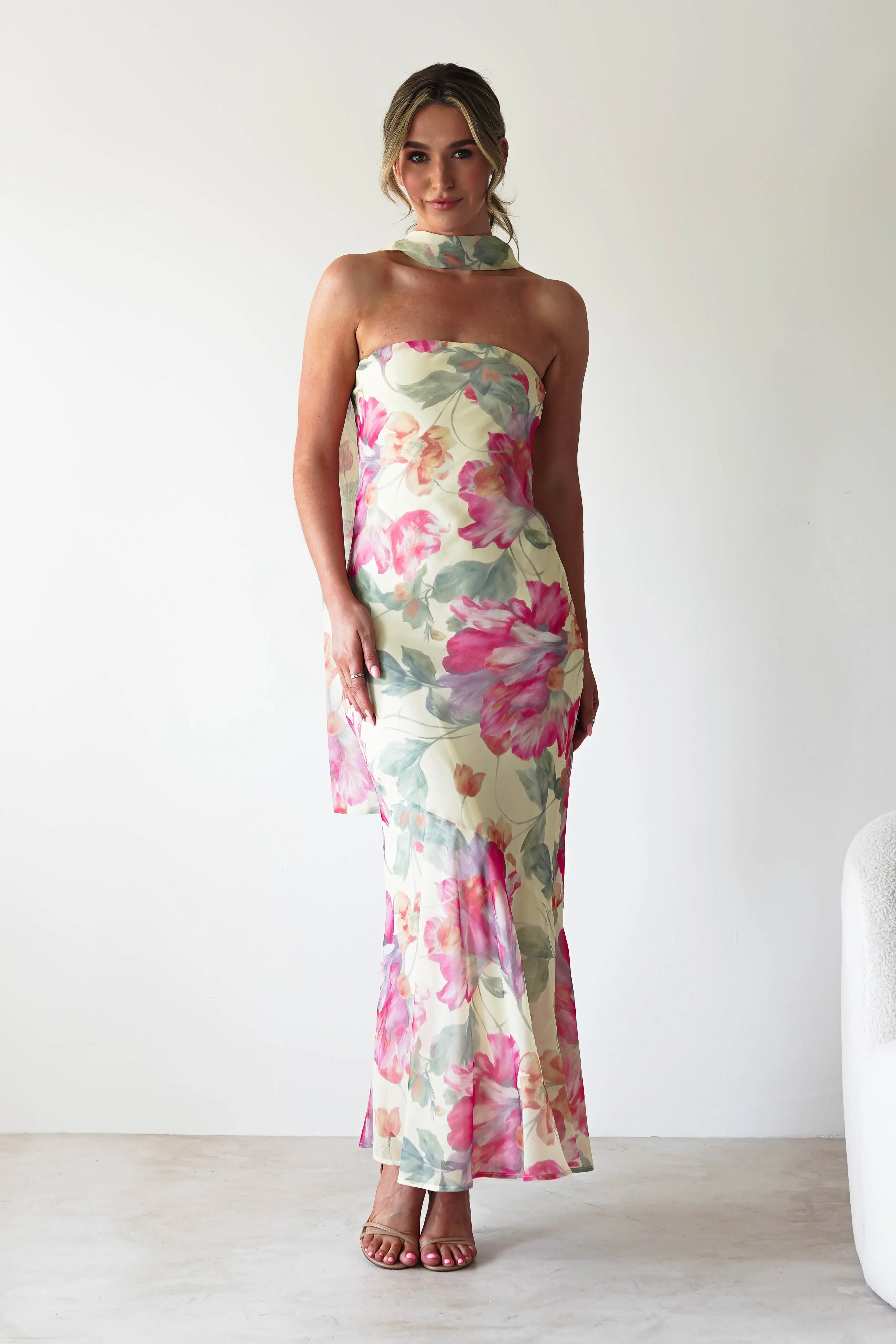Charlene Floral Chiffon Maxi Dress | Yellow Print - Image 7