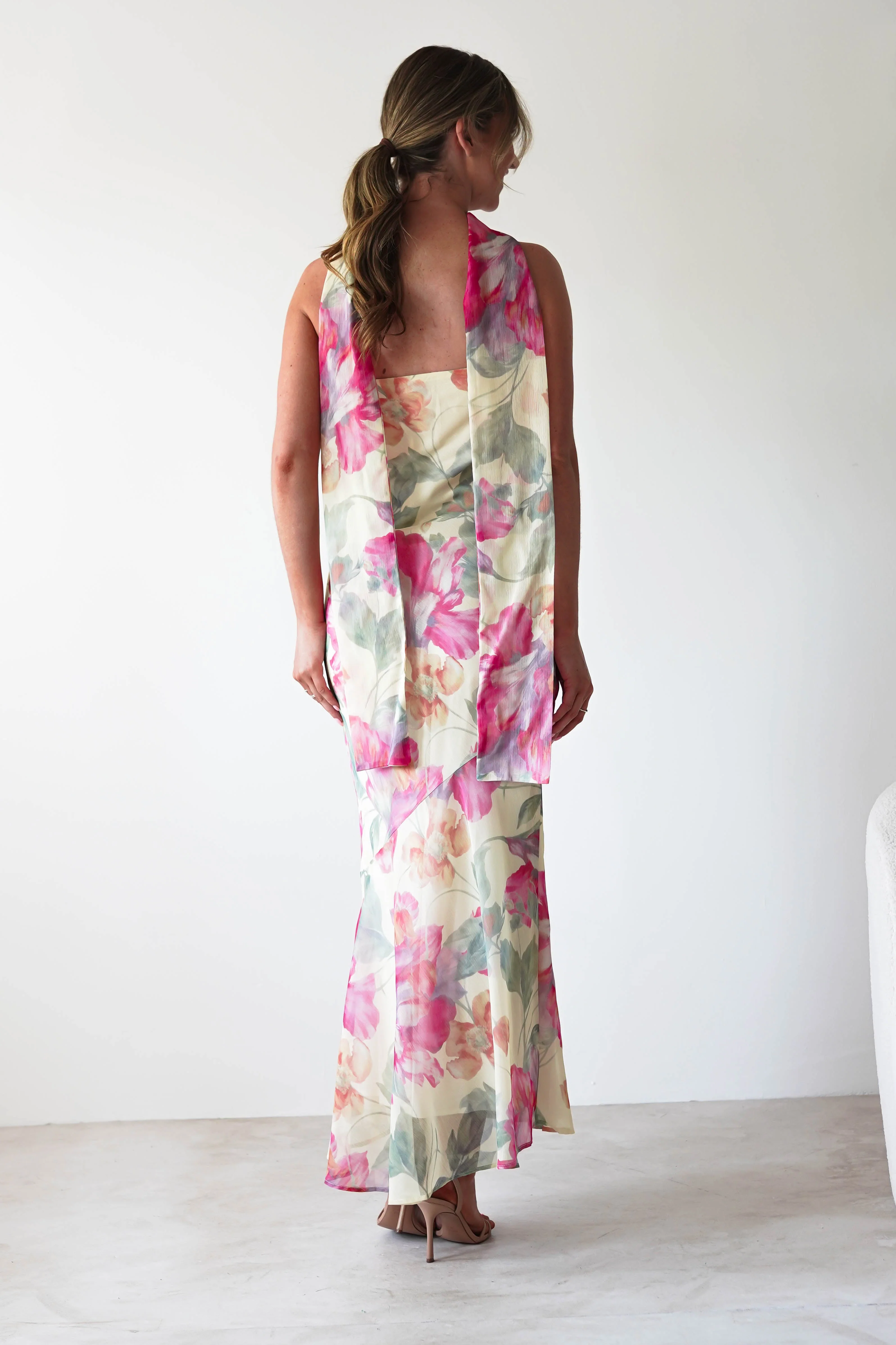 Charlene Floral Chiffon Maxi Dress | Yellow Print - Image 9