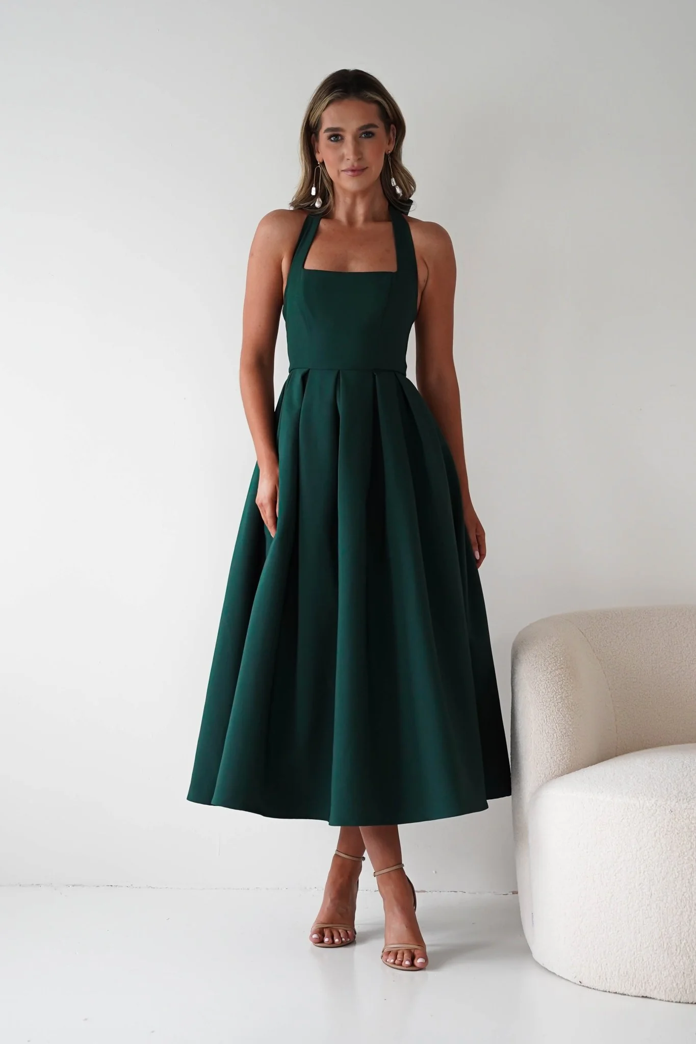 Daria Halter Neck Midi Dress | Forest Green - Image 2