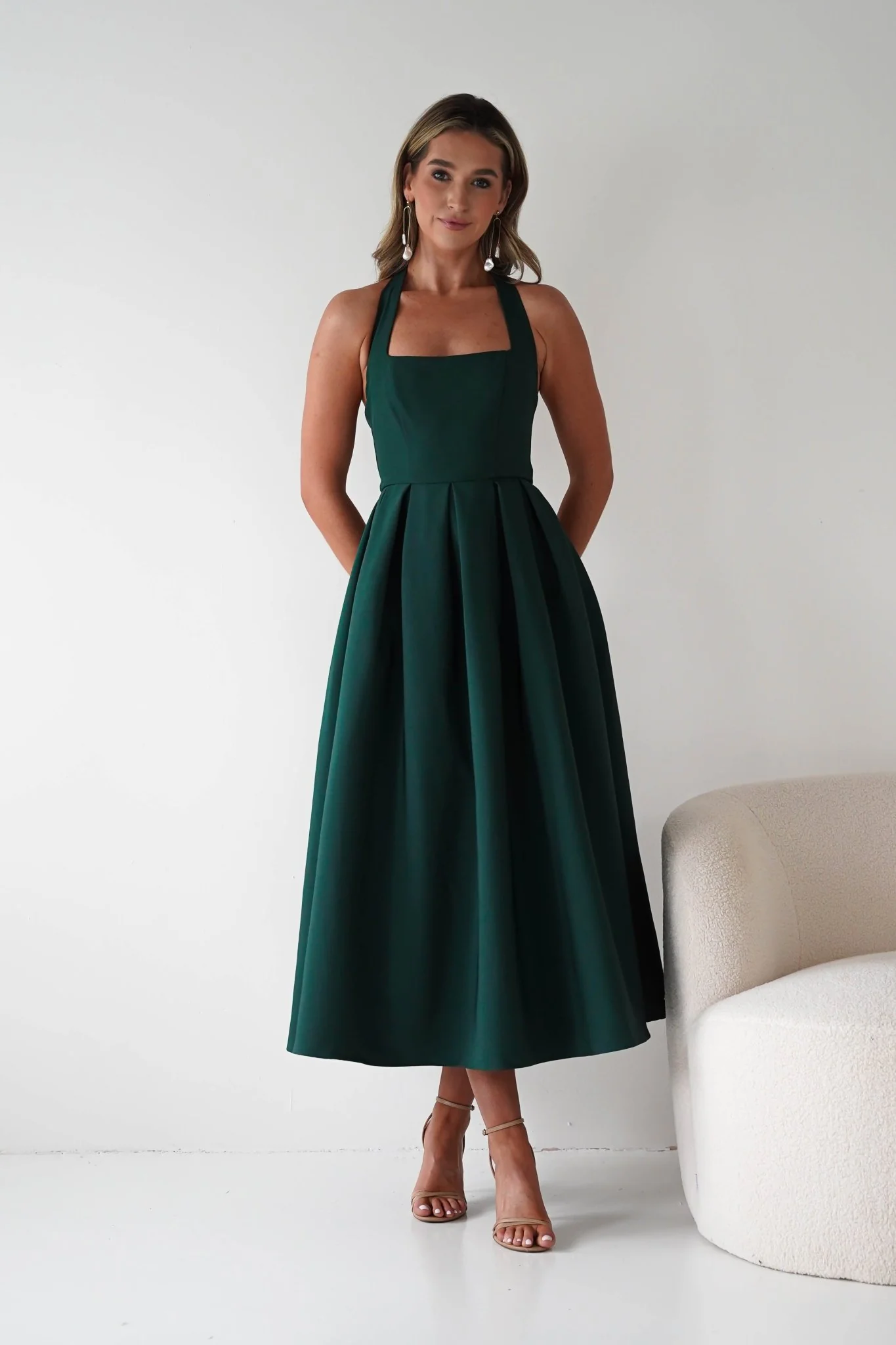 Daria Halter Neck Midi Dress | Forest Green - Image 6