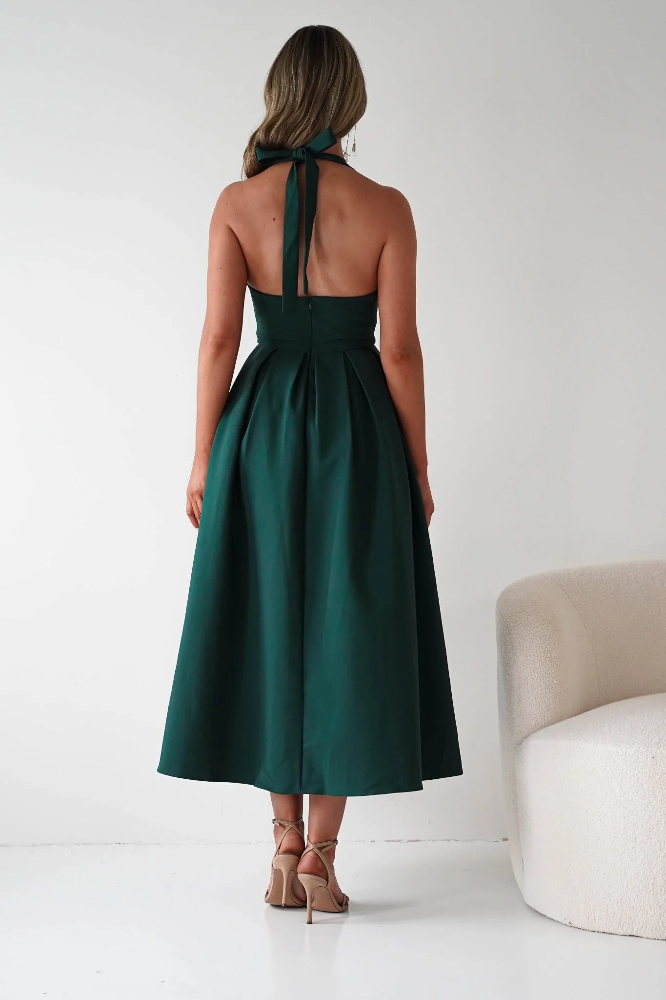 Daria Halter Neck Midi Dress | Forest Green - Image 9
