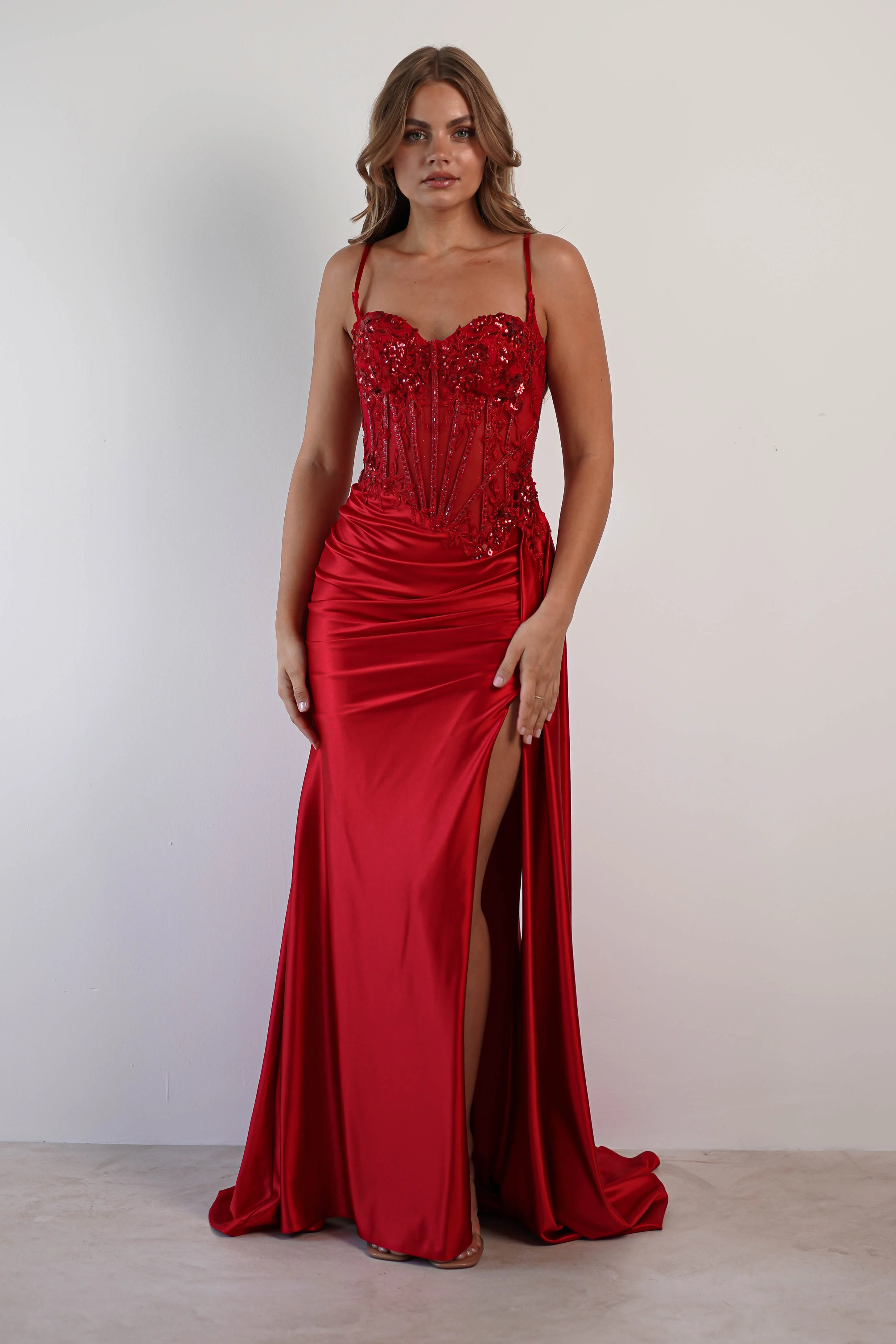 Diva Embellished Corset Gown | Red - Image 4