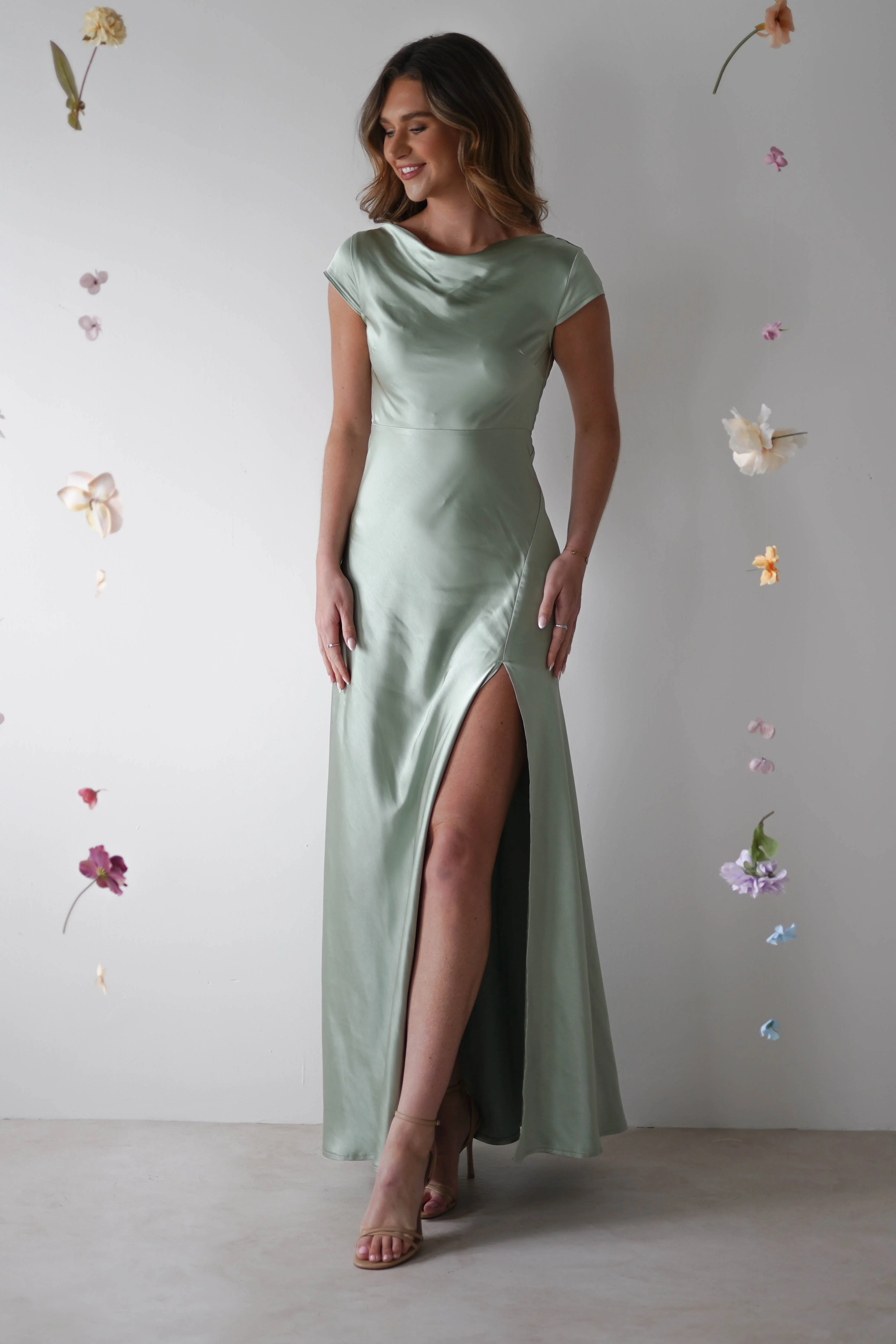 Ramona Soft Satin Maxi Dress | Sage - Image 6