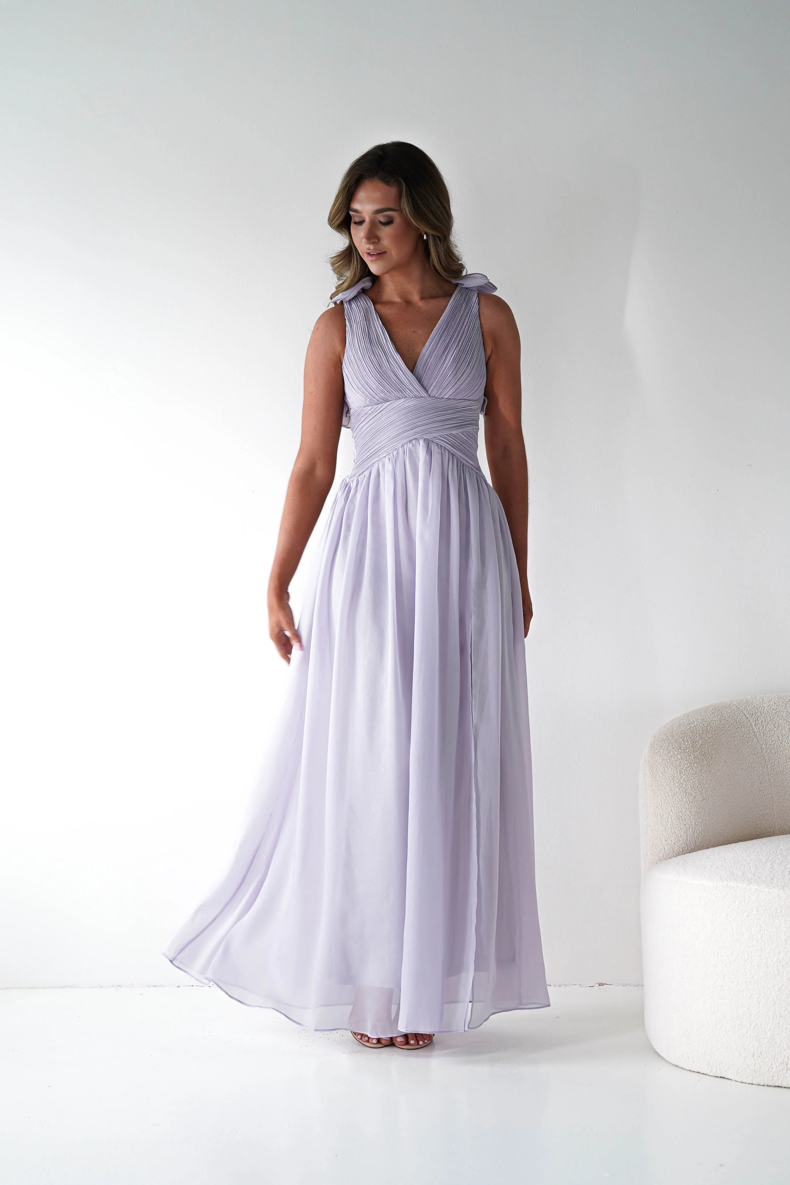 Elias Ruffle Criss Cross Detail Maxi Dress | Lavender - Image 2