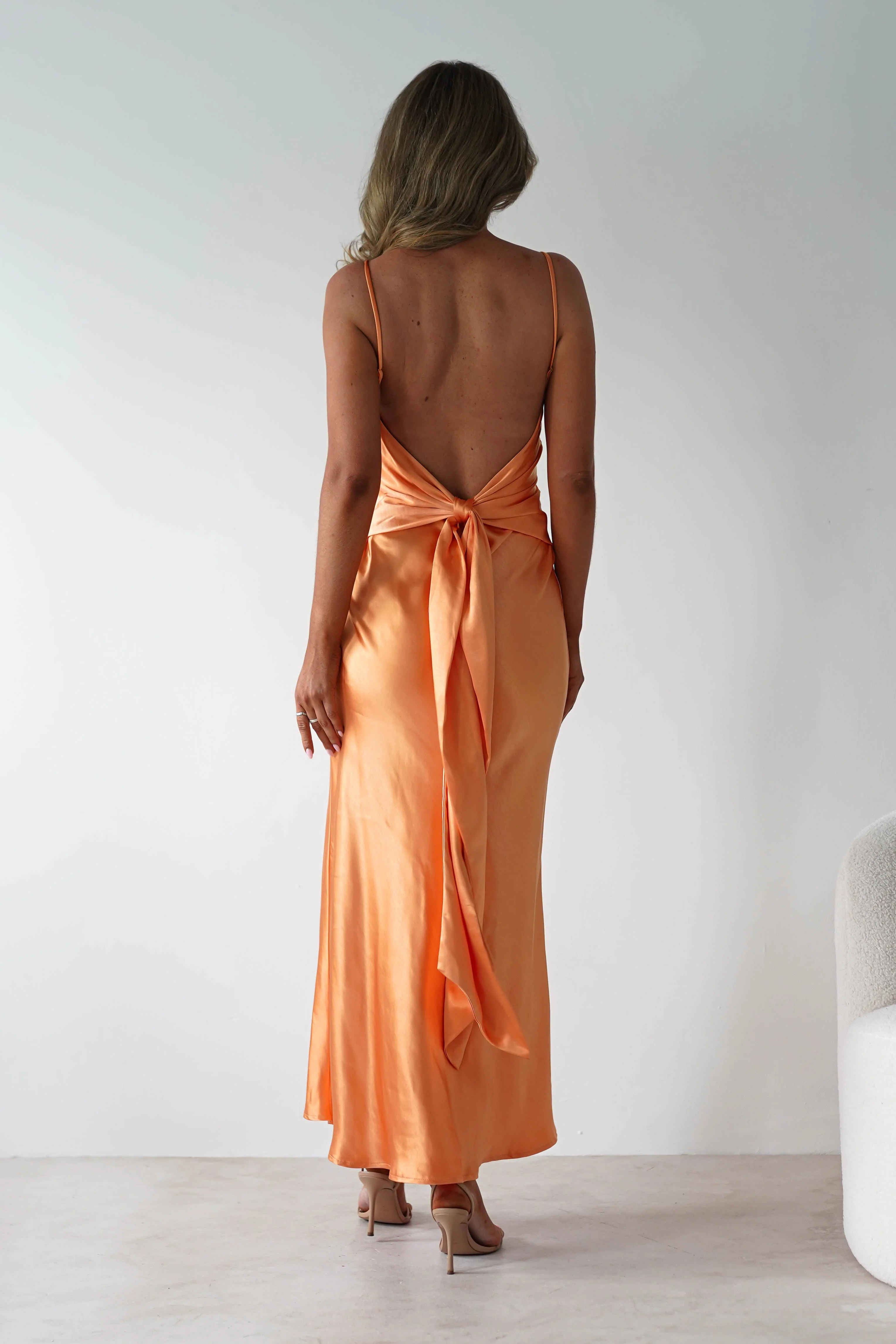 Hermie Silky Satin Maxi Dress | Orange - Image 10