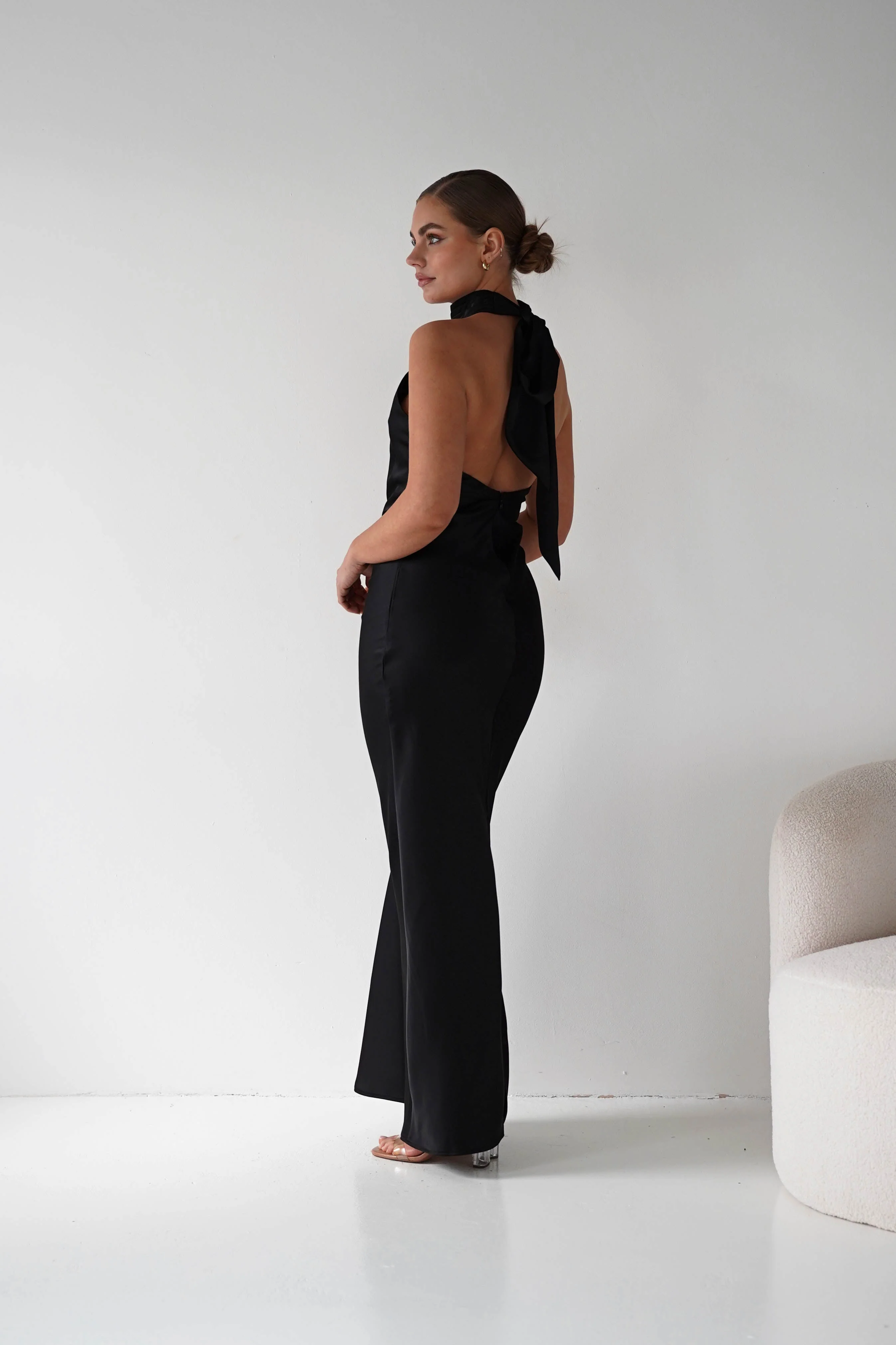 Isla Halterneck Maxi Slip Dress | Black - Image 12