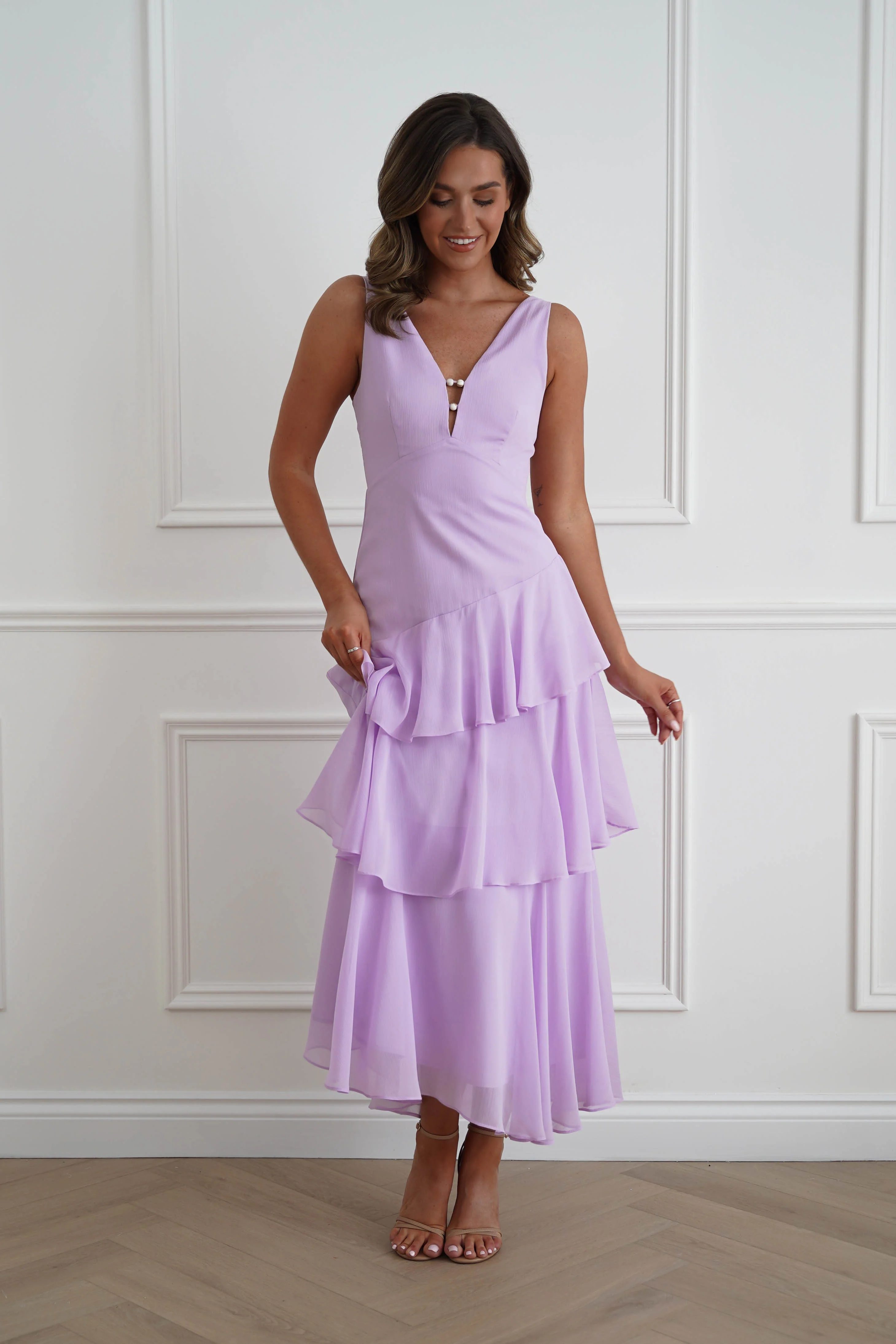Karey Tiered Maxi Dress | Lilac - Image 3