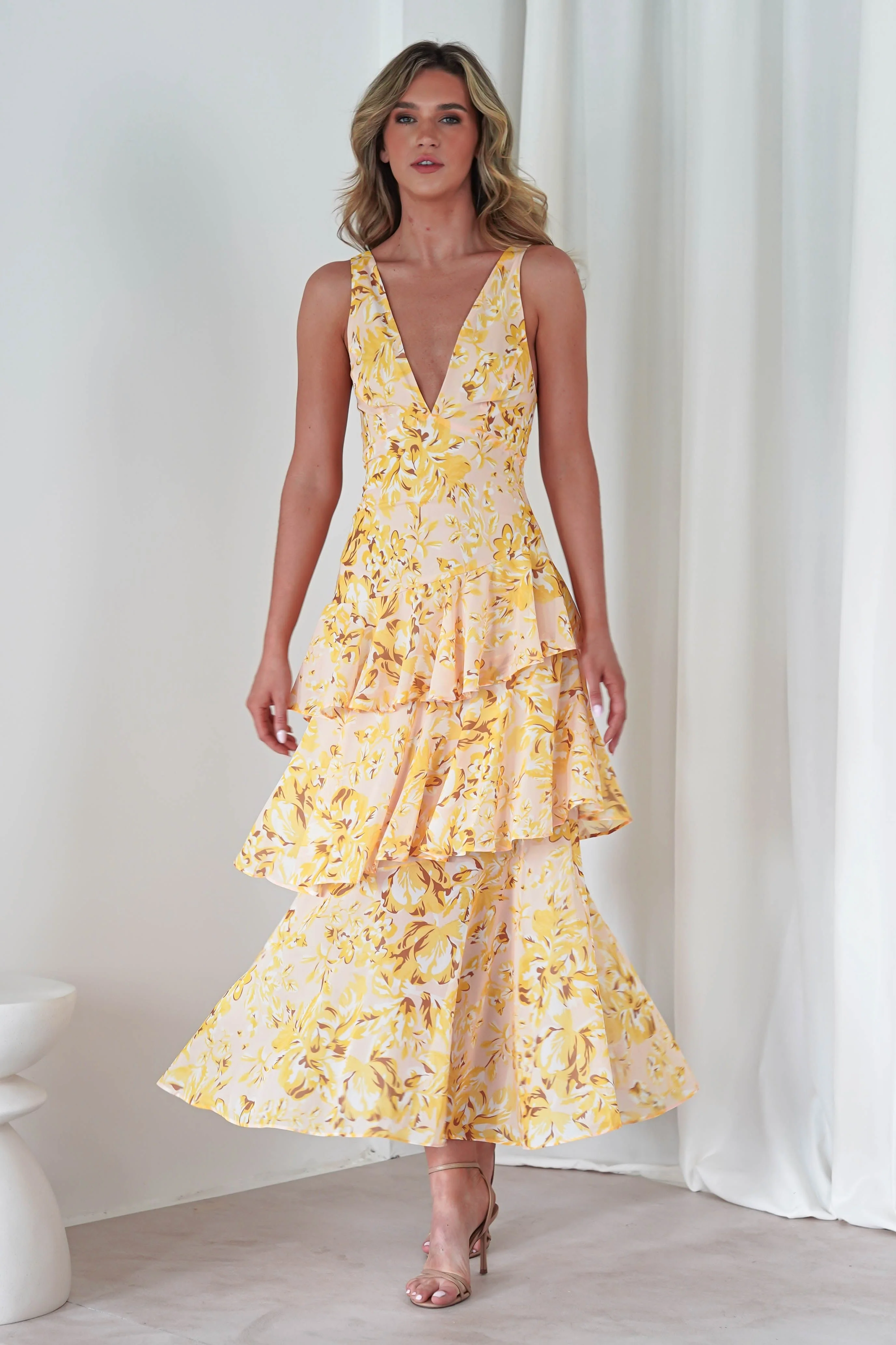 Karlie Floral Print Maxi Dress | Yellow - Image 13