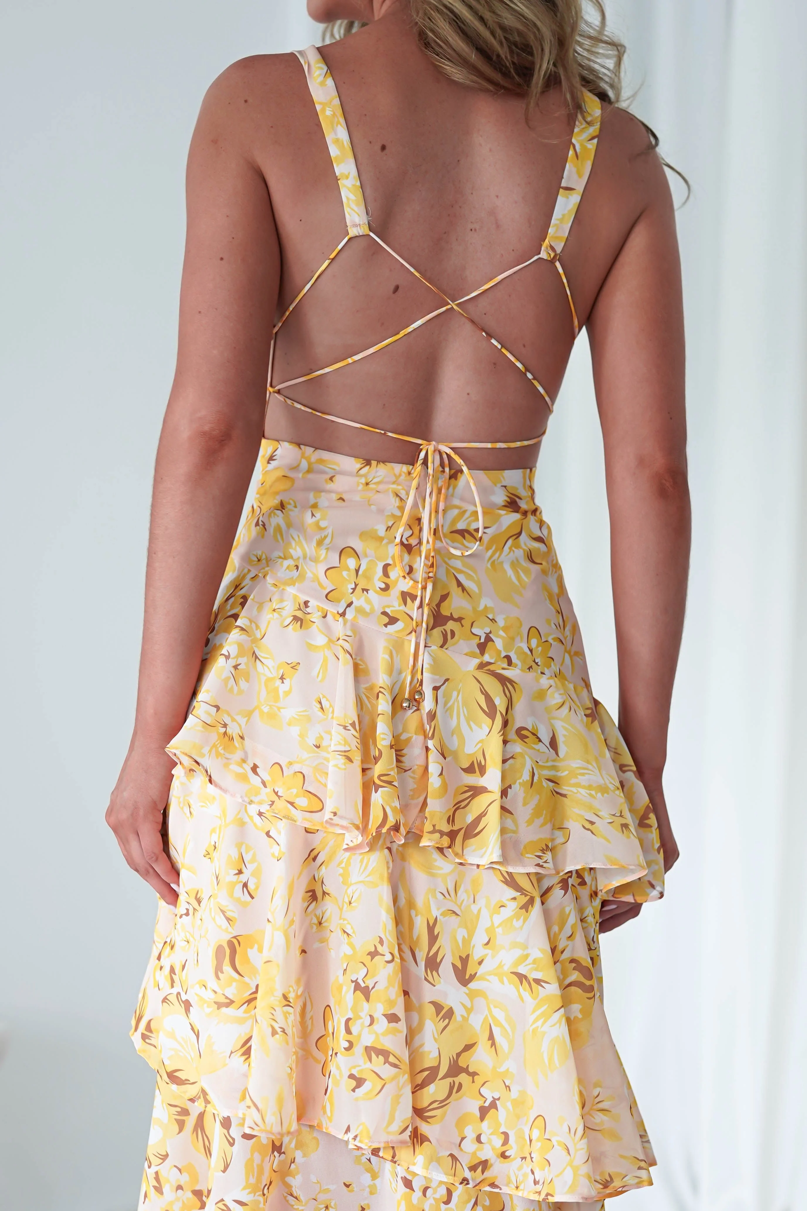 Karlie Floral Print Maxi Dress | Yellow - Image 15