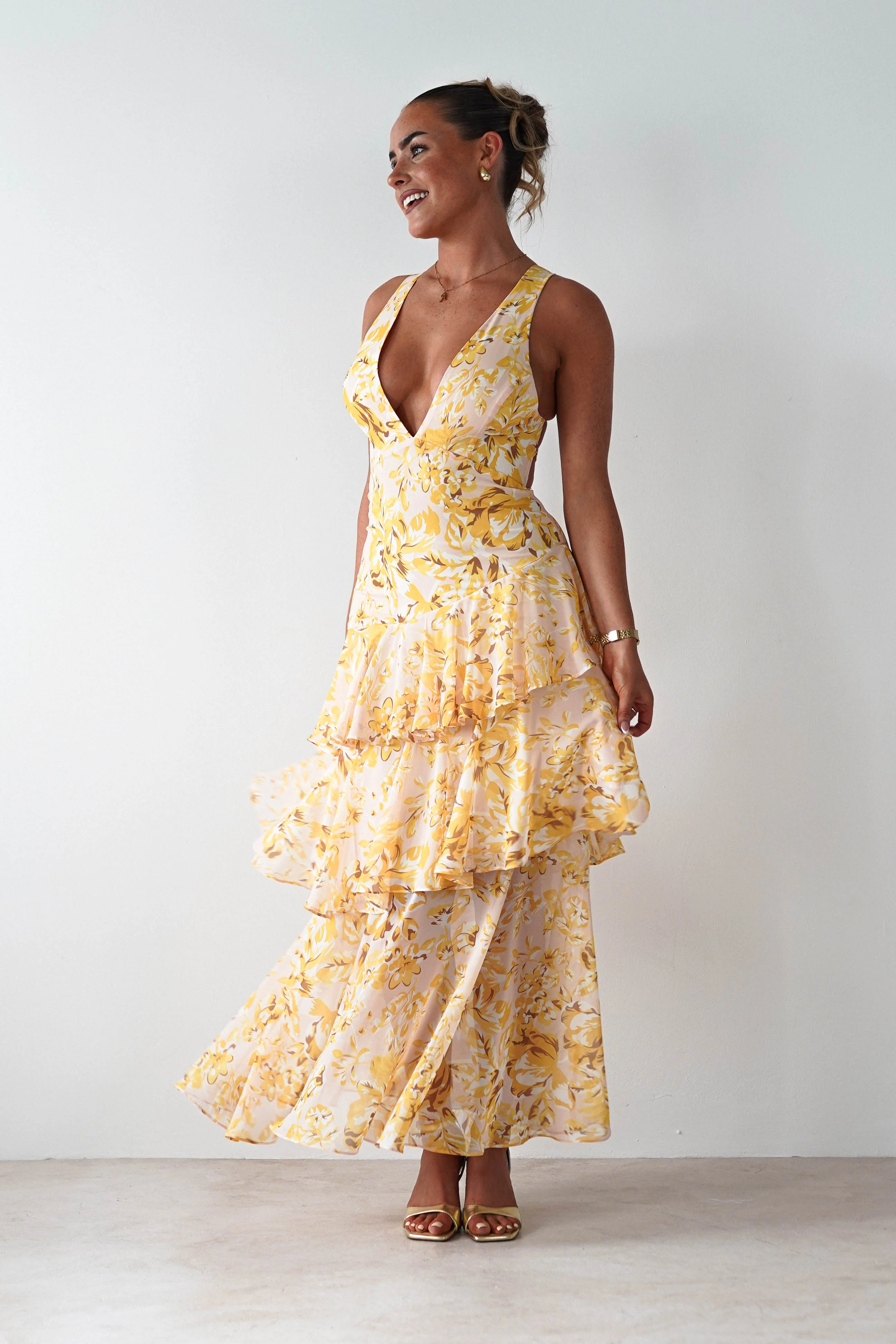 Karlie Floral Print Maxi Dress | Yellow - Image 2