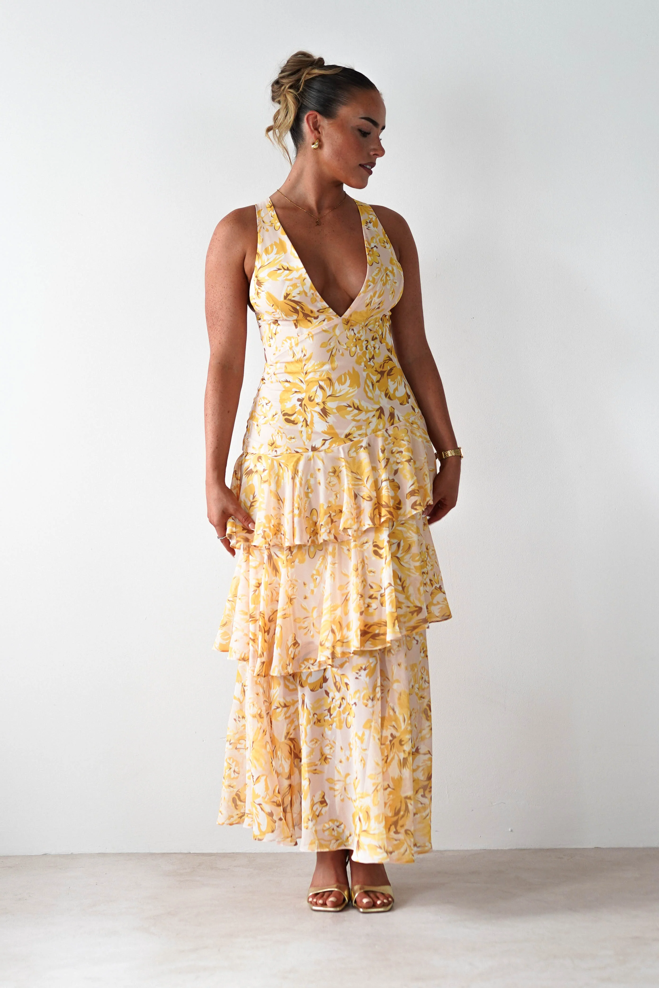 Karlie Floral Print Maxi Dress | Yellow - Image 21