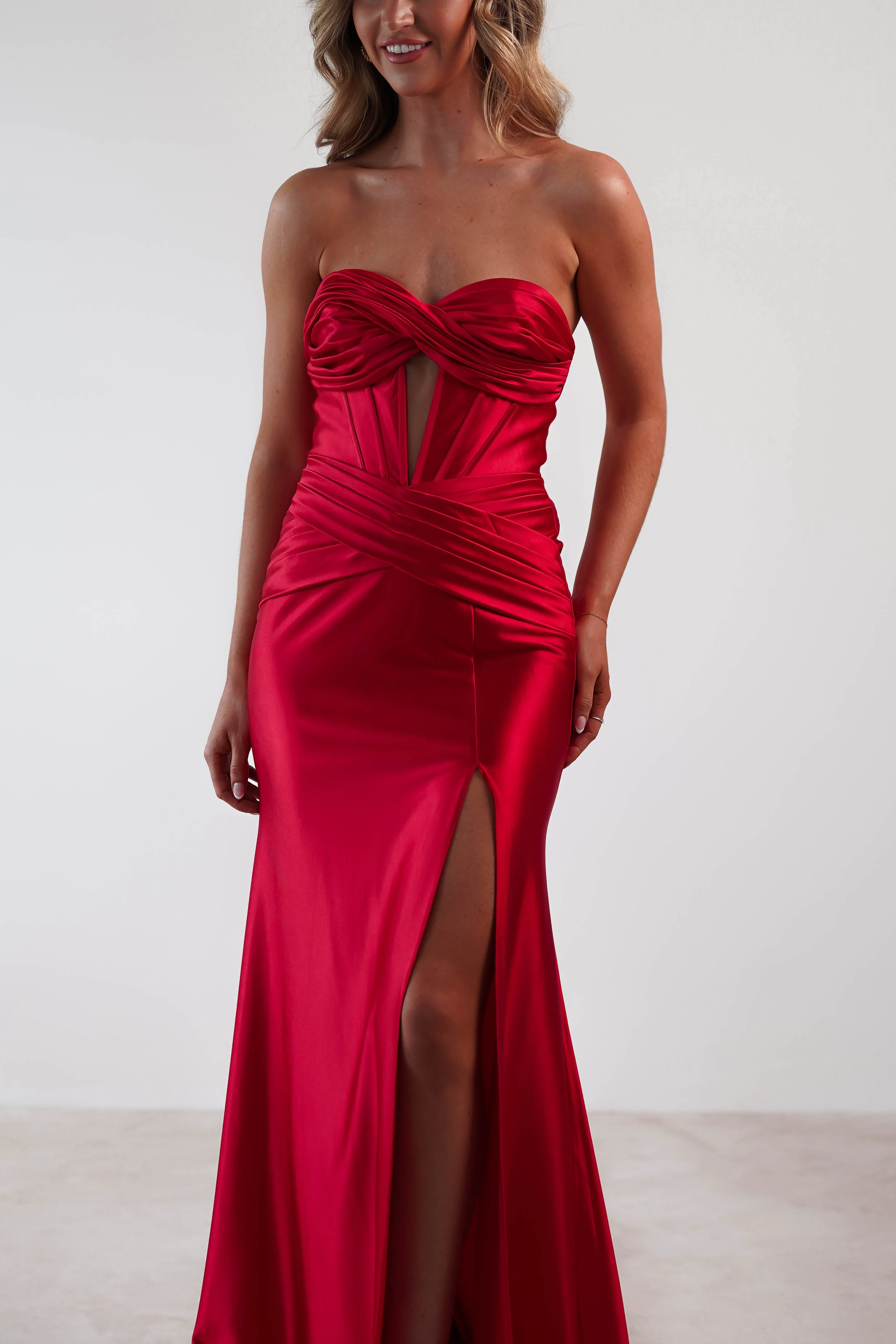 Karra Bodycon Strapless Gown | Red - Image 2