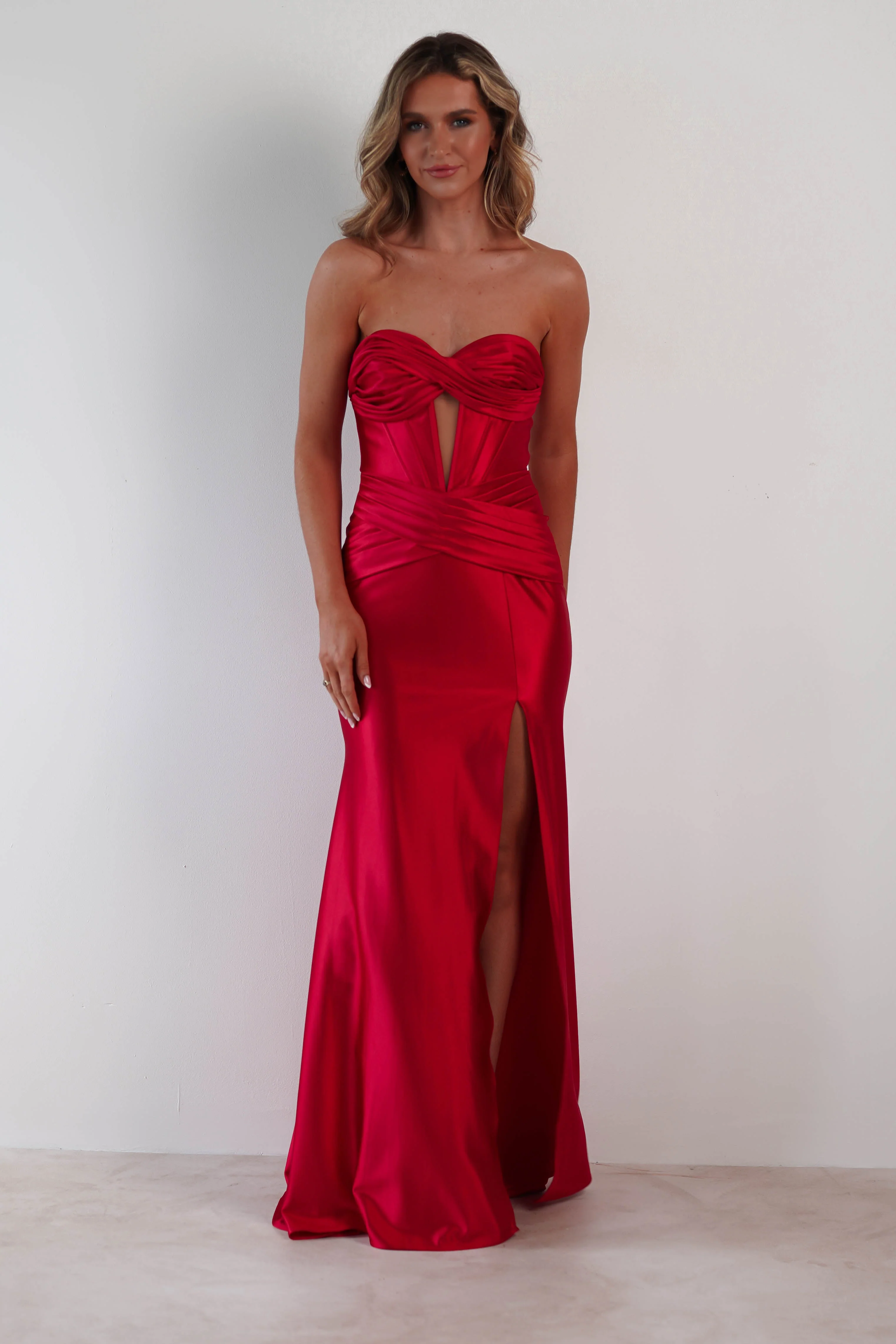 Karra Bodycon Strapless Gown | Red - Image 3