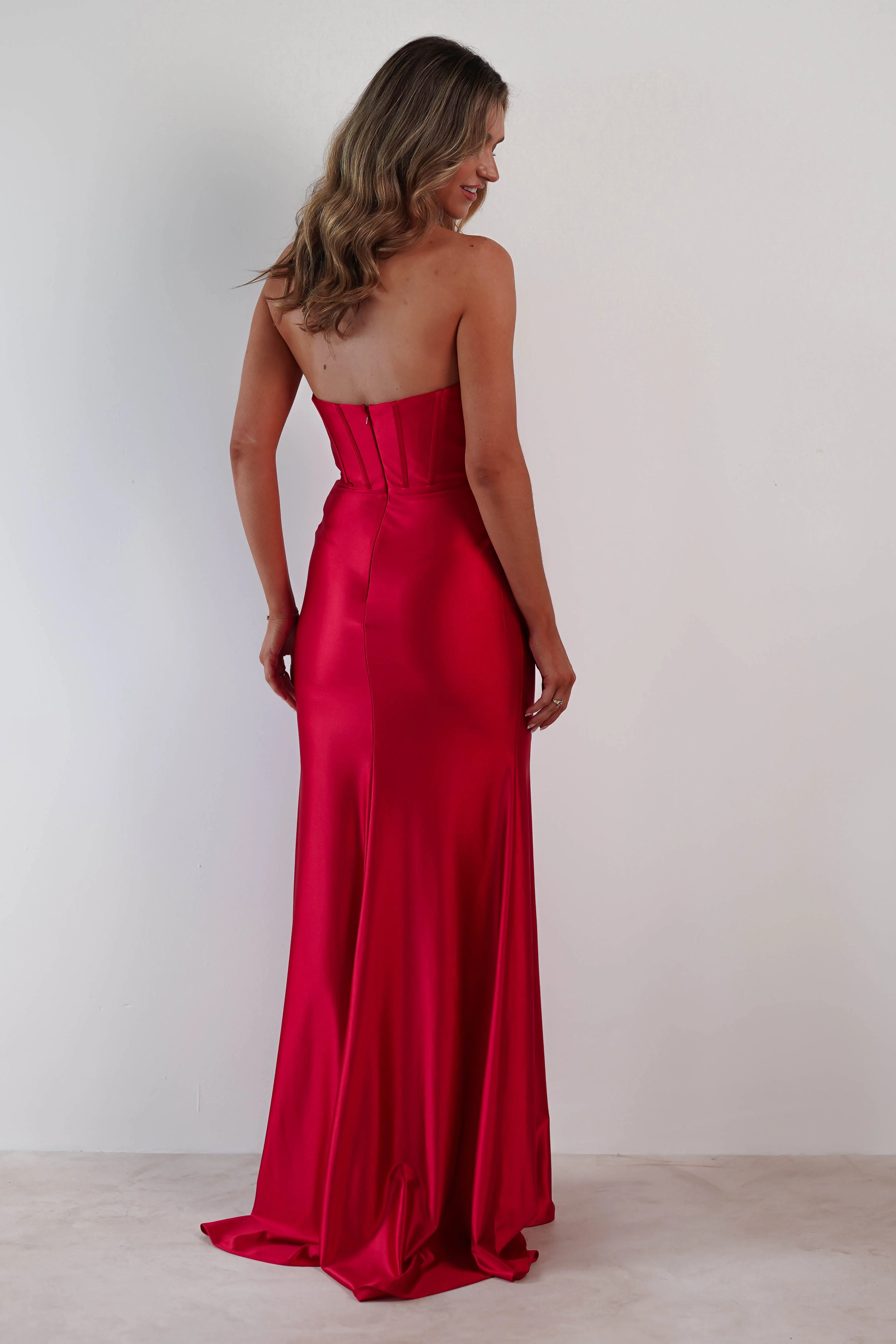 Karra Bodycon Strapless Gown | Red - Image 4