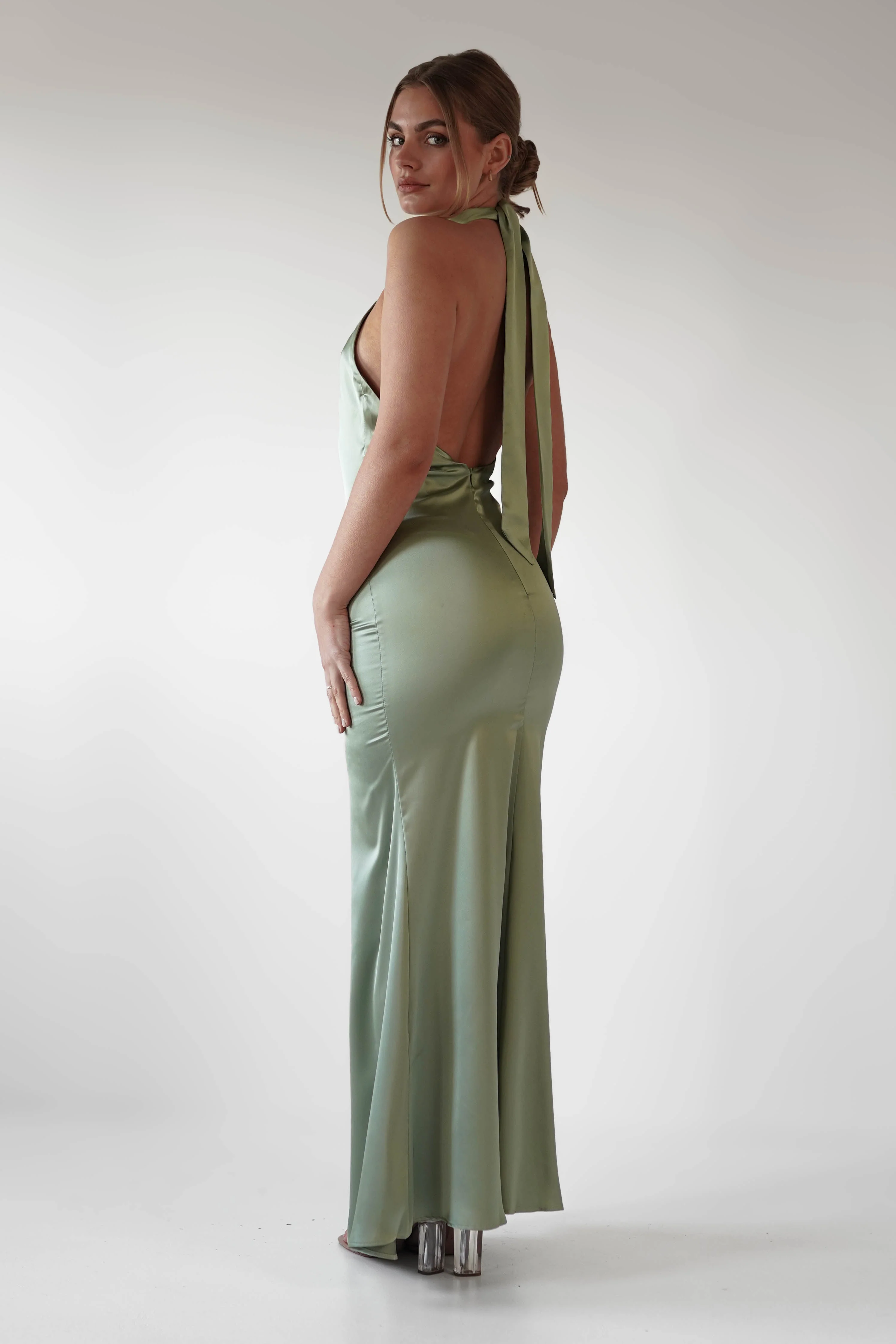 Kartia Halterneck Maxi Gown | Sage - Image 3