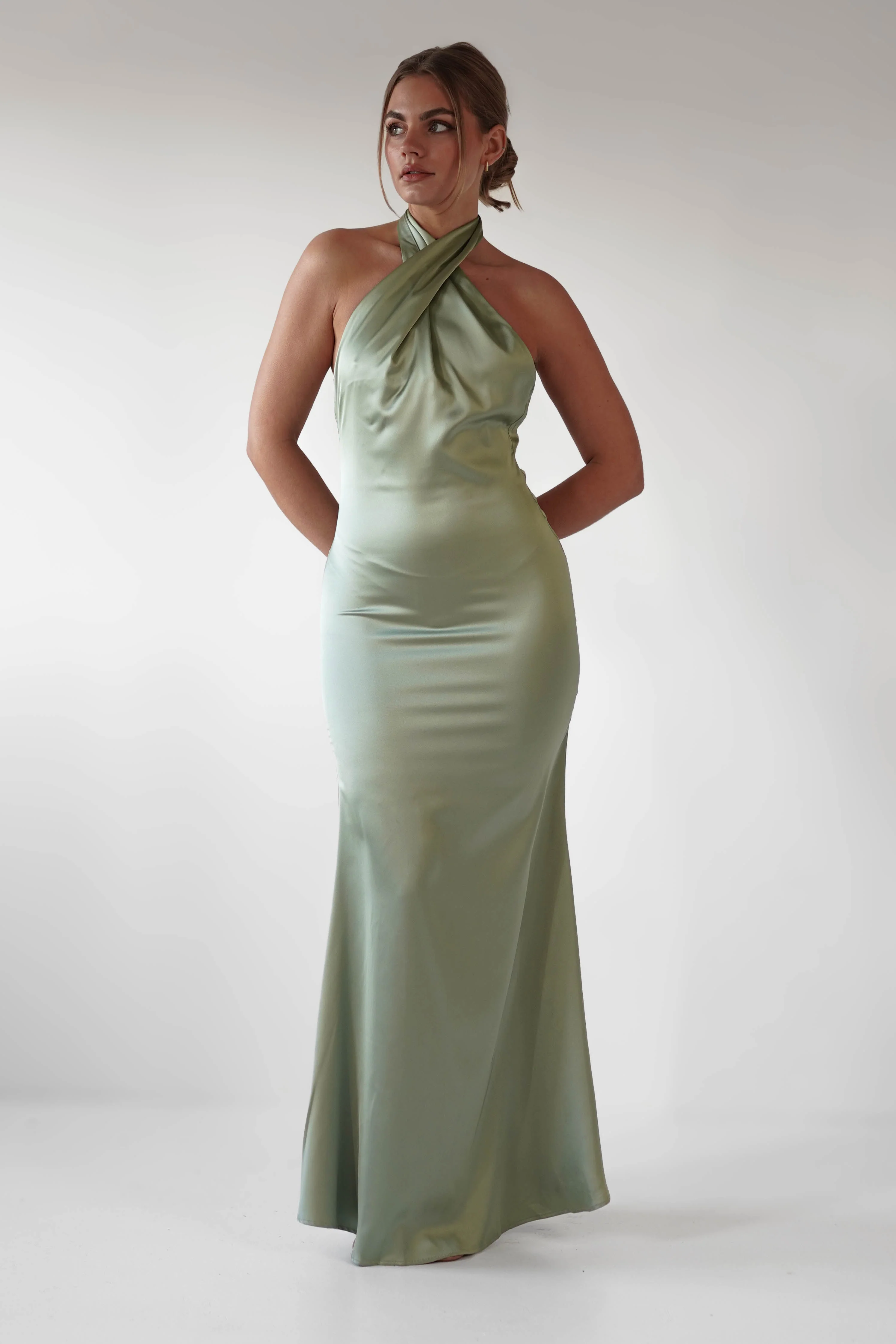 Kartia Halterneck Maxi Gown | Sage - Image 4