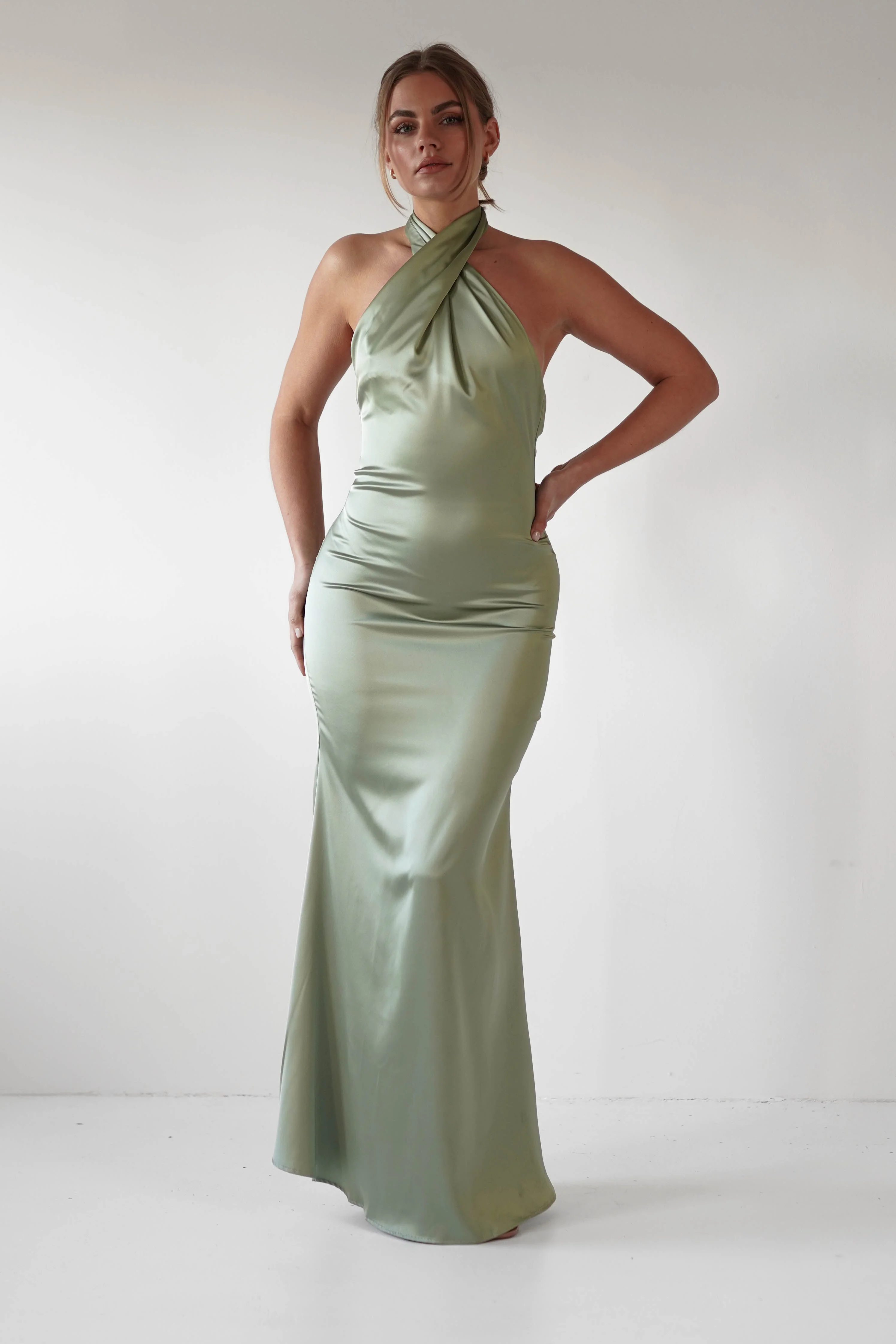 Kartia Halterneck Maxi Gown | Sage - Image 5