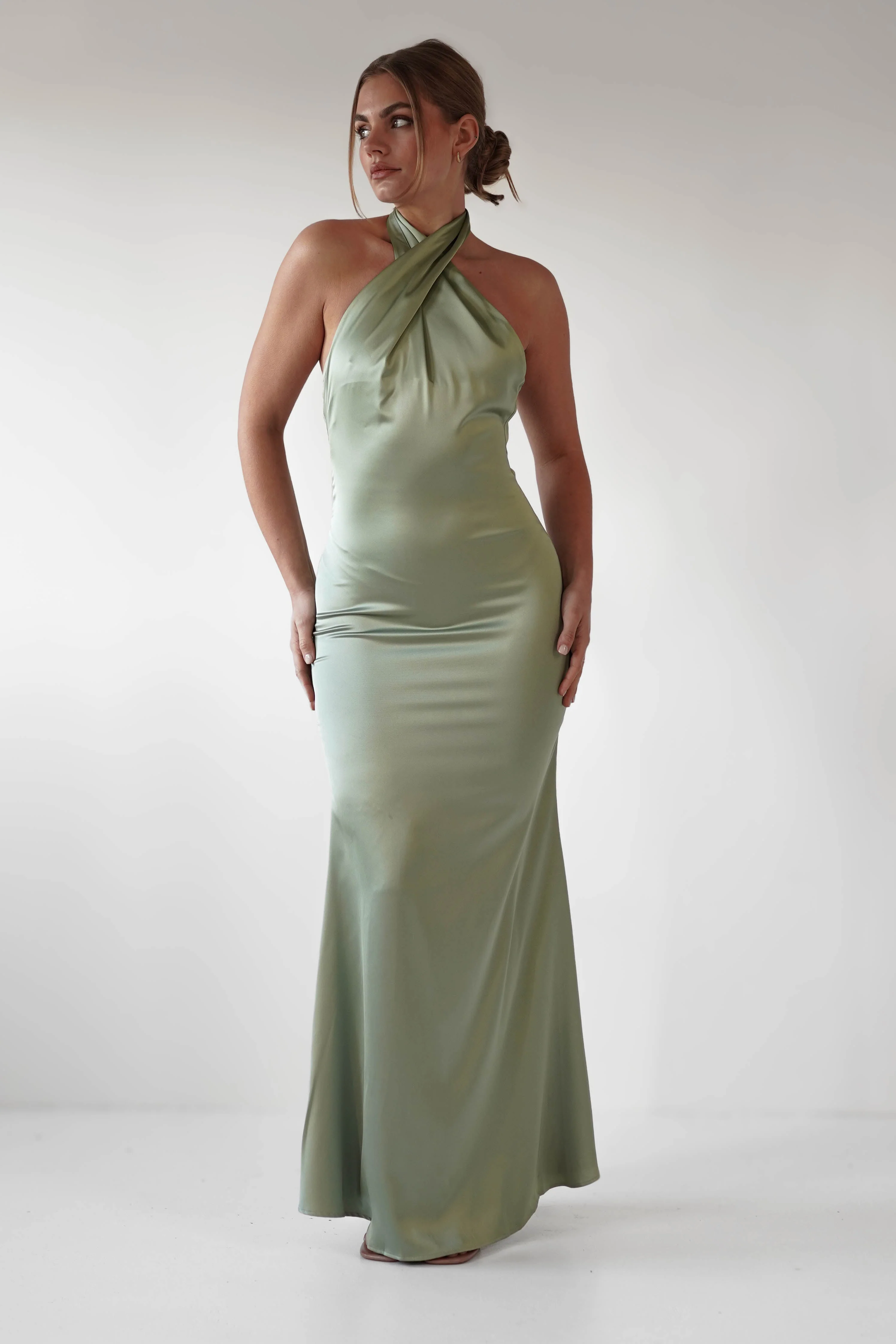 Kartia Halterneck Maxi Gown | Sage - Image 7