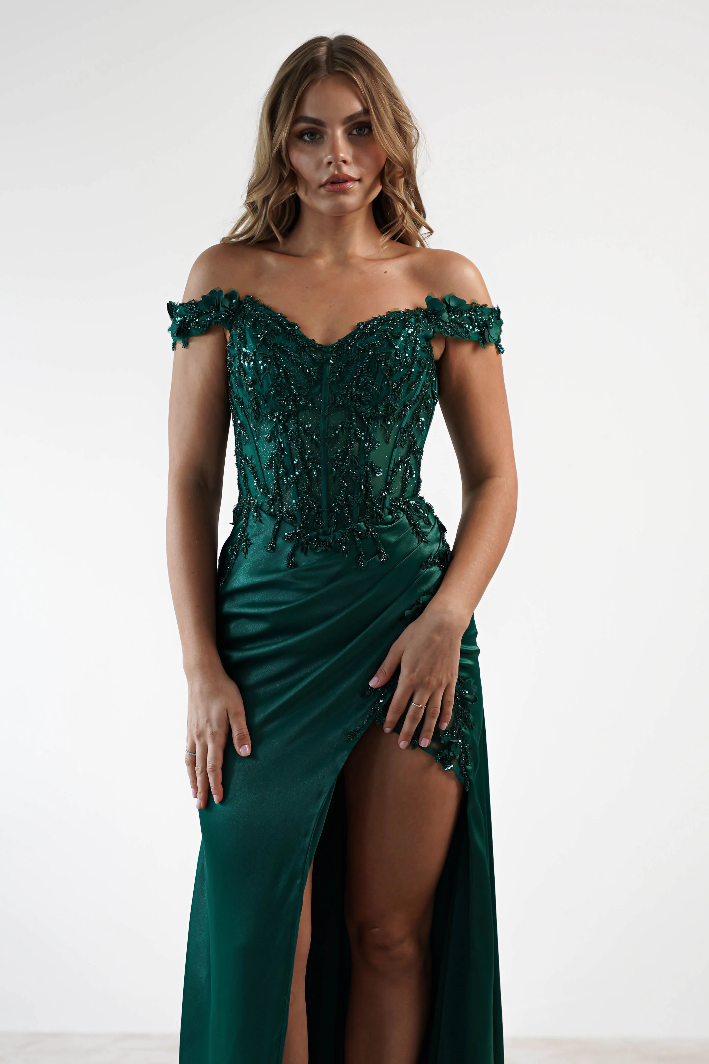 Khacy Embellished Gown | Emerald - Image 2