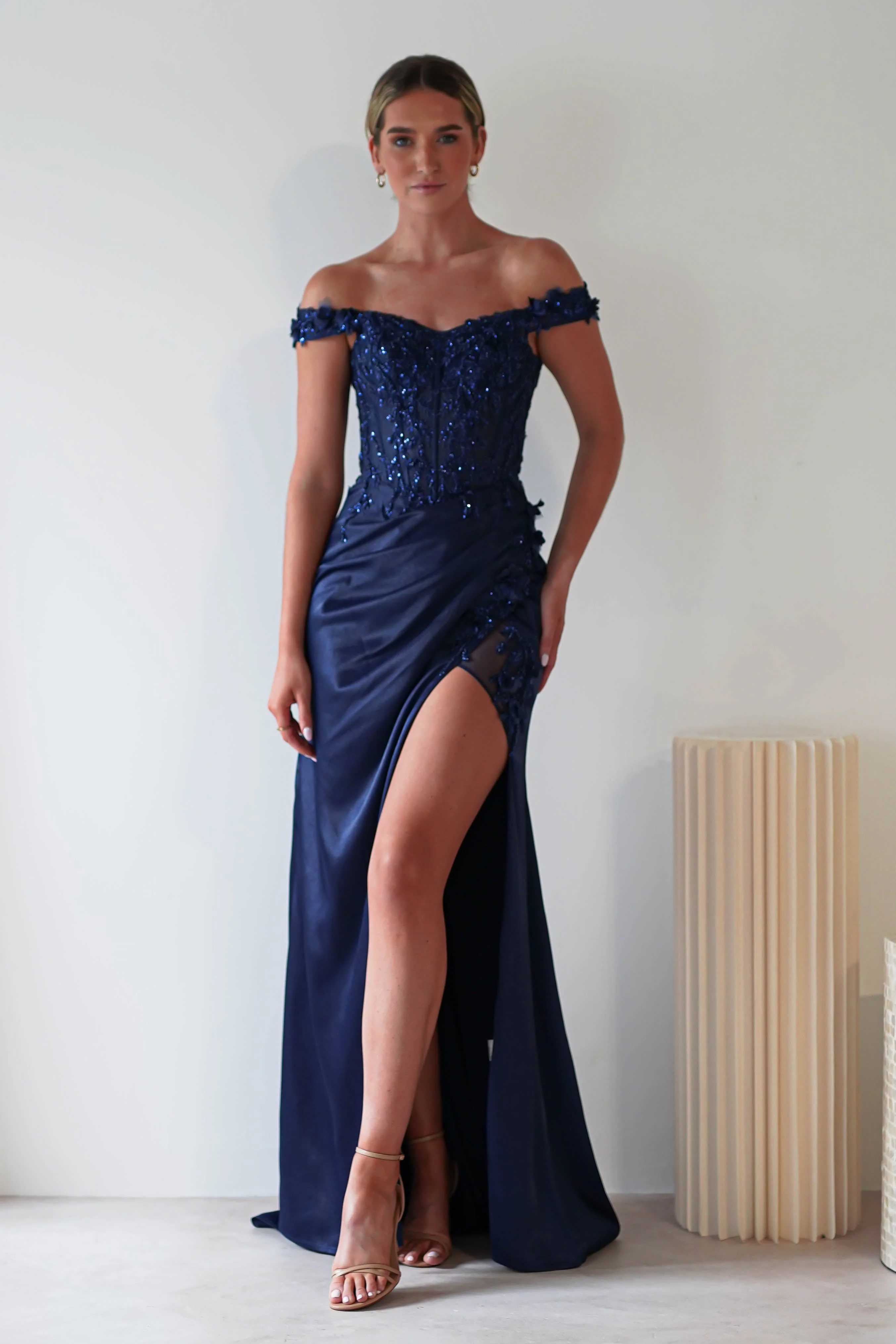 Khacy Embellished Gown | Navy - Image 2
