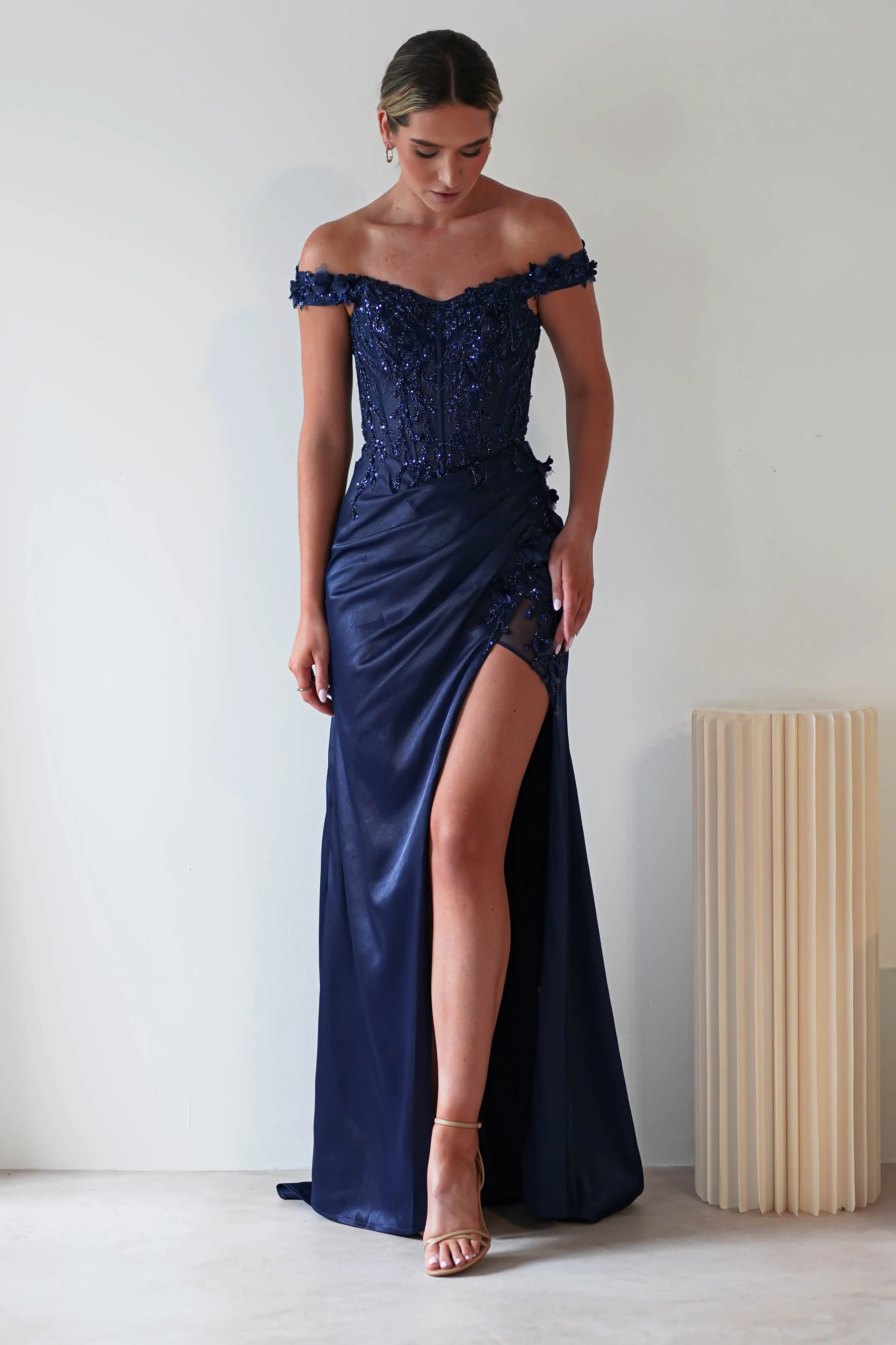 Khacy Embellished Gown | Navy - Image 3