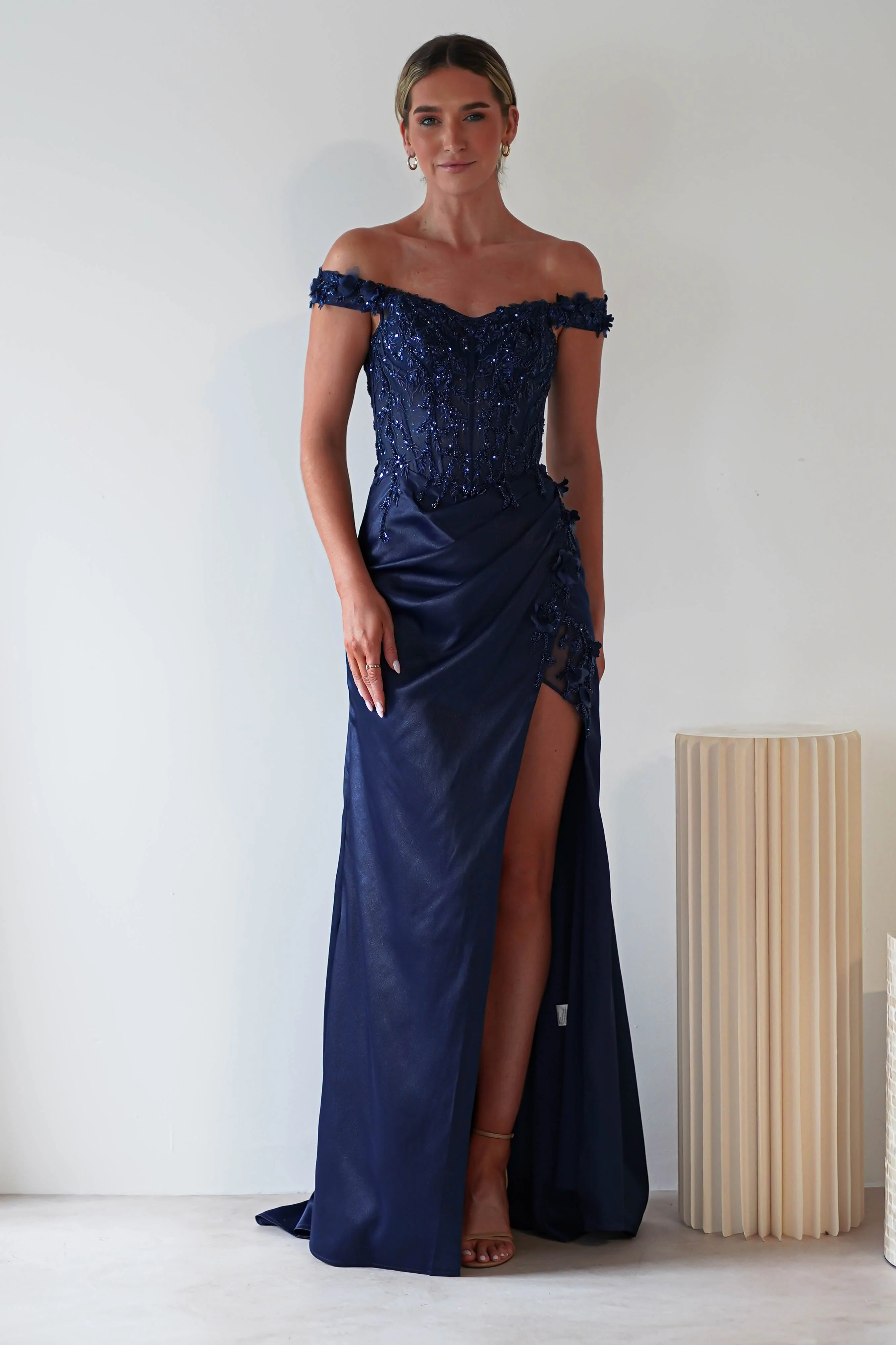 Khacy Embellished Gown | Navy - Image 4