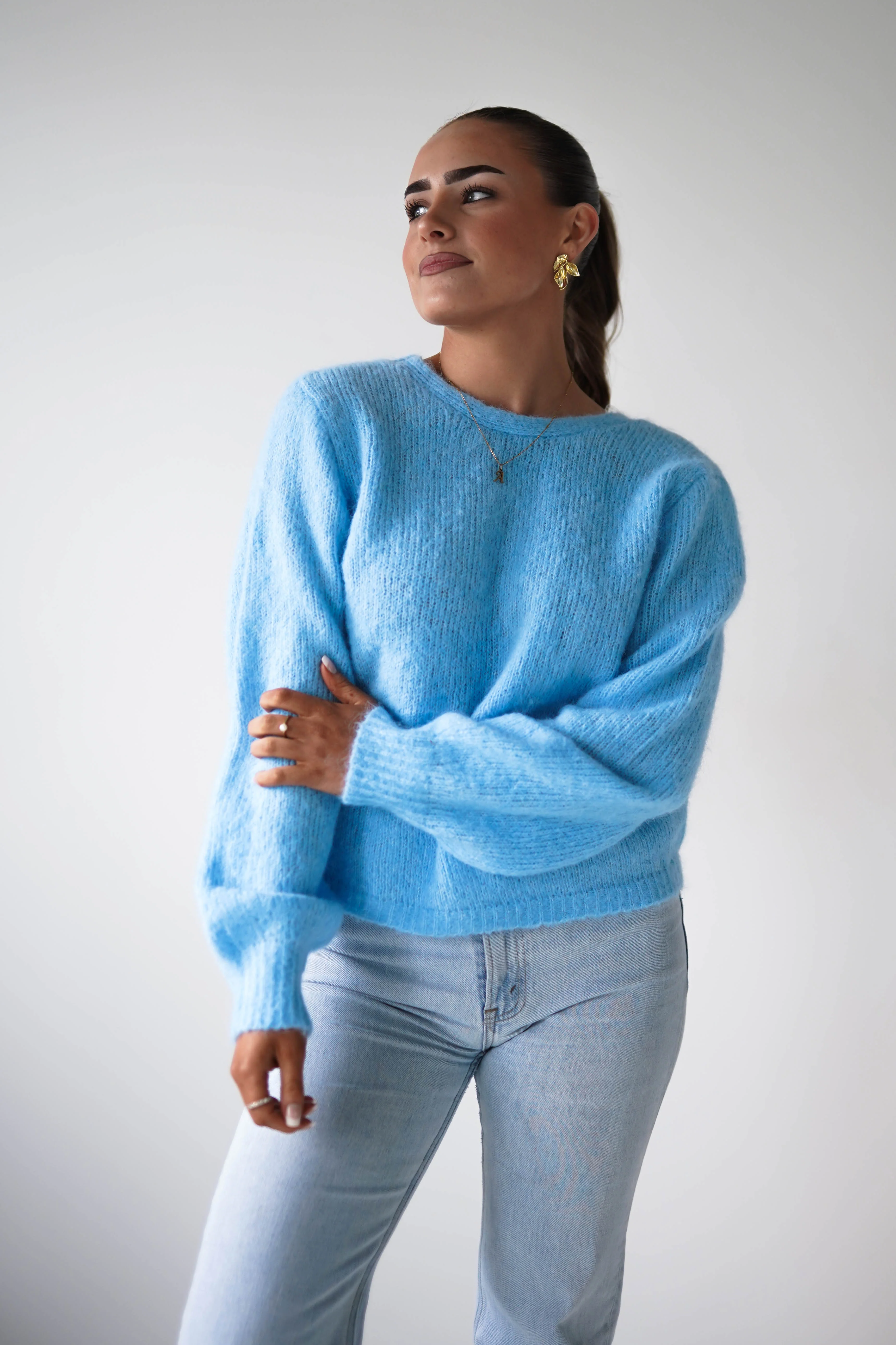 Larson Two Way Twist Knit Jumper | Blue - Image 2