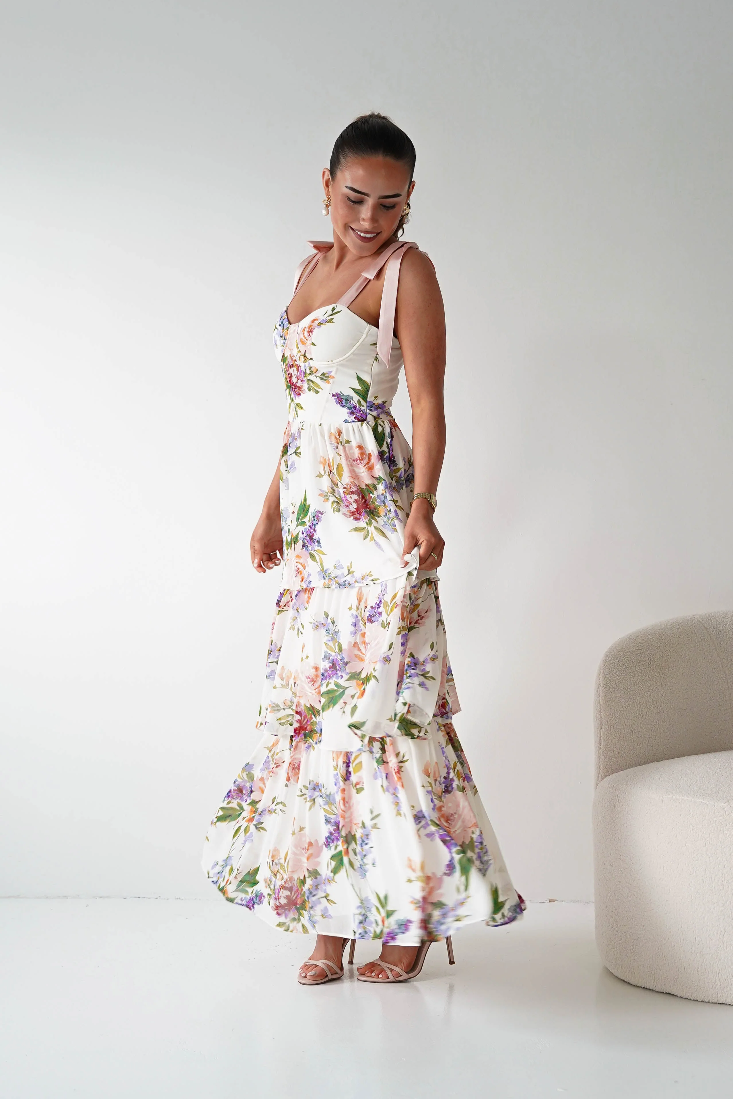 Lauren Floral Print Tiered Maxi Dress | Mixed Print - Image 4