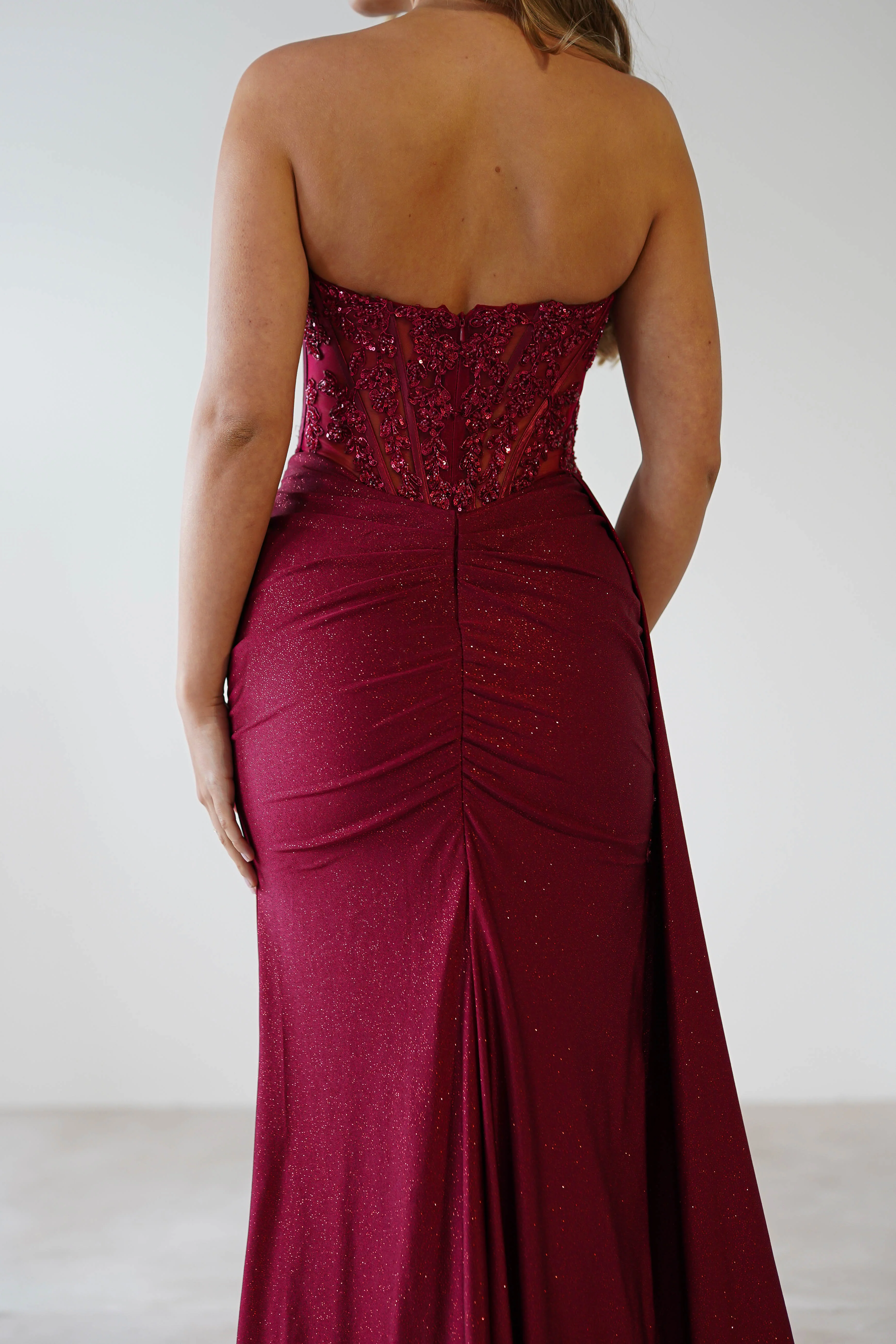 Lavelle Glitter Bodycon Gown | Burgundy - Image 4