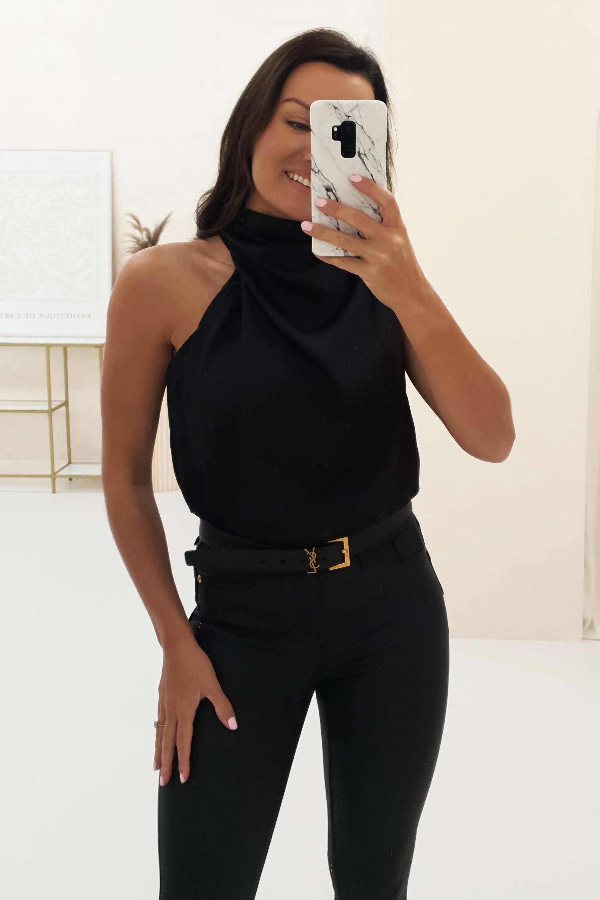 Layla Soft Satin Crop Top | Black - Image 2