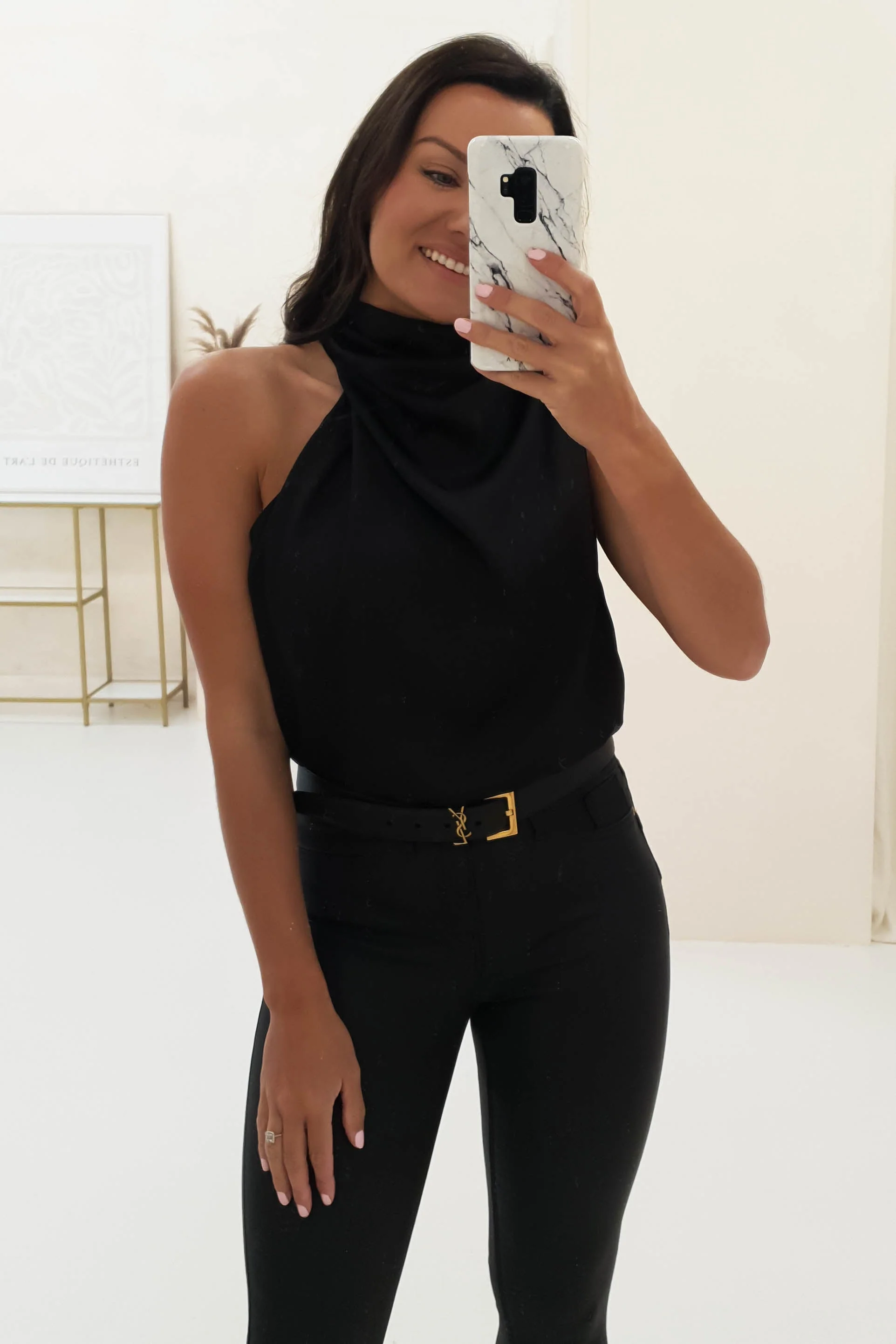 Layla Soft Satin Crop Top | Black - Image 3