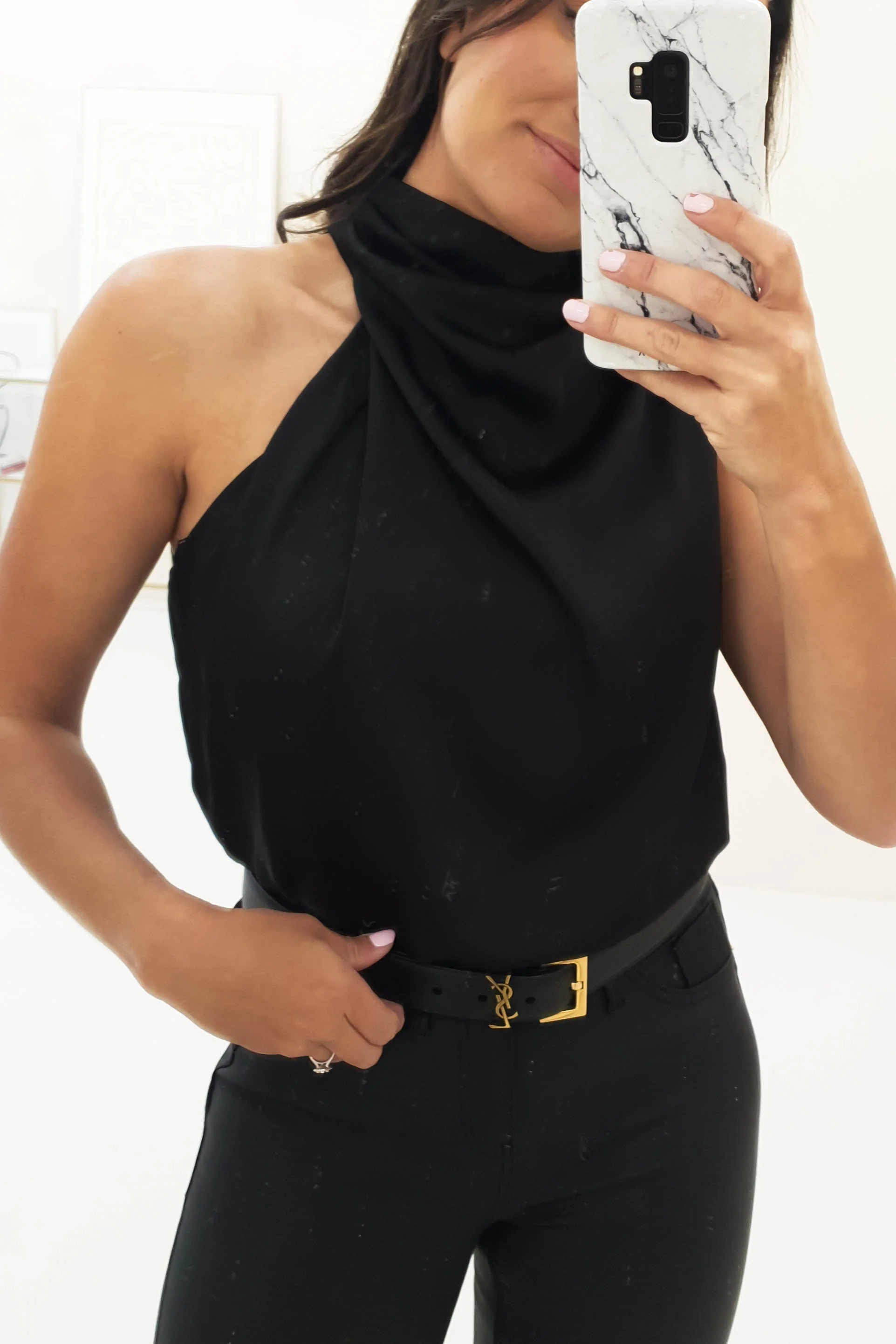 Layla Soft Satin Crop Top | Black - Image 5