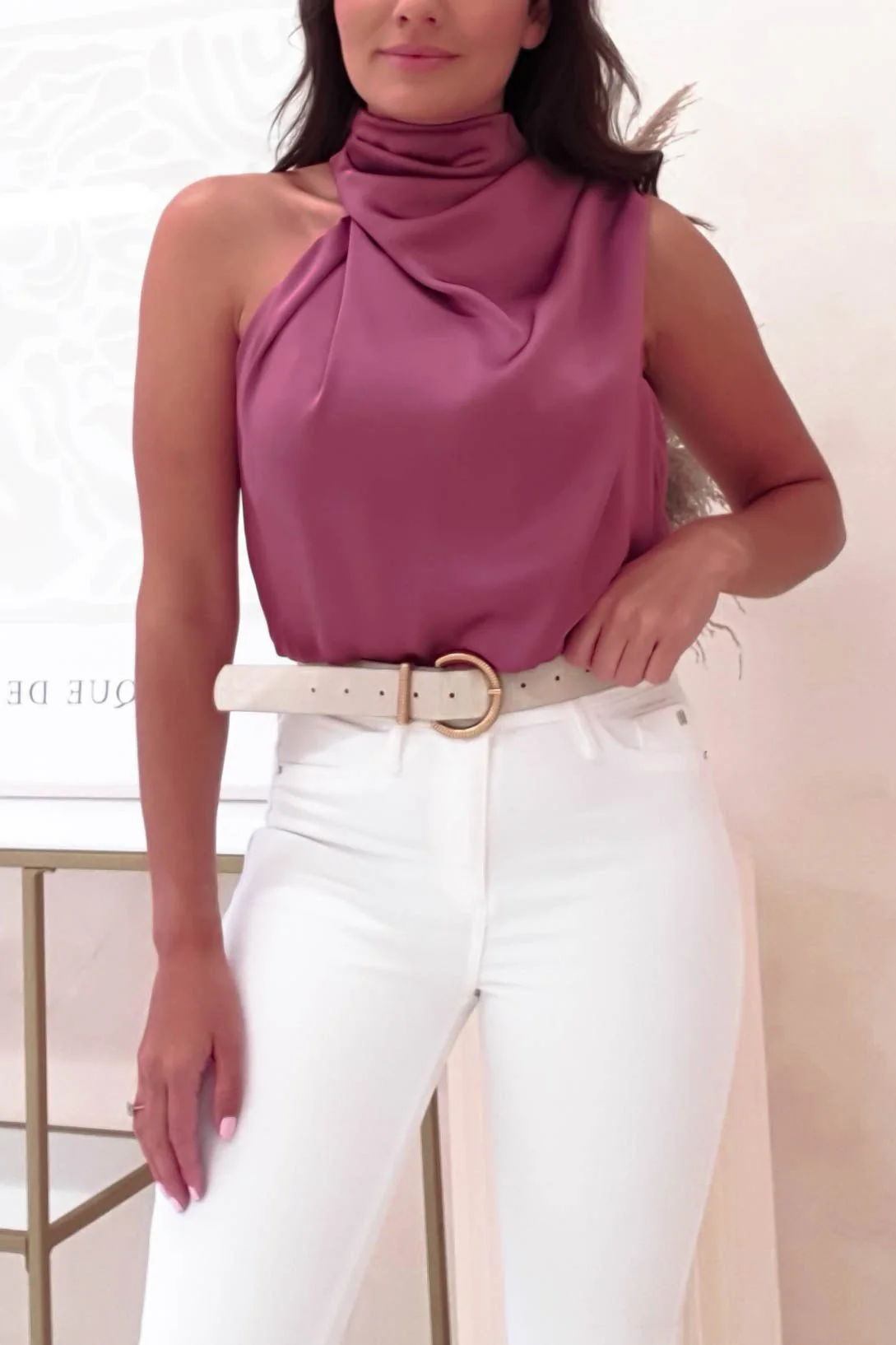 Layla Soft Satin Crop Top | Plum - Image 3
