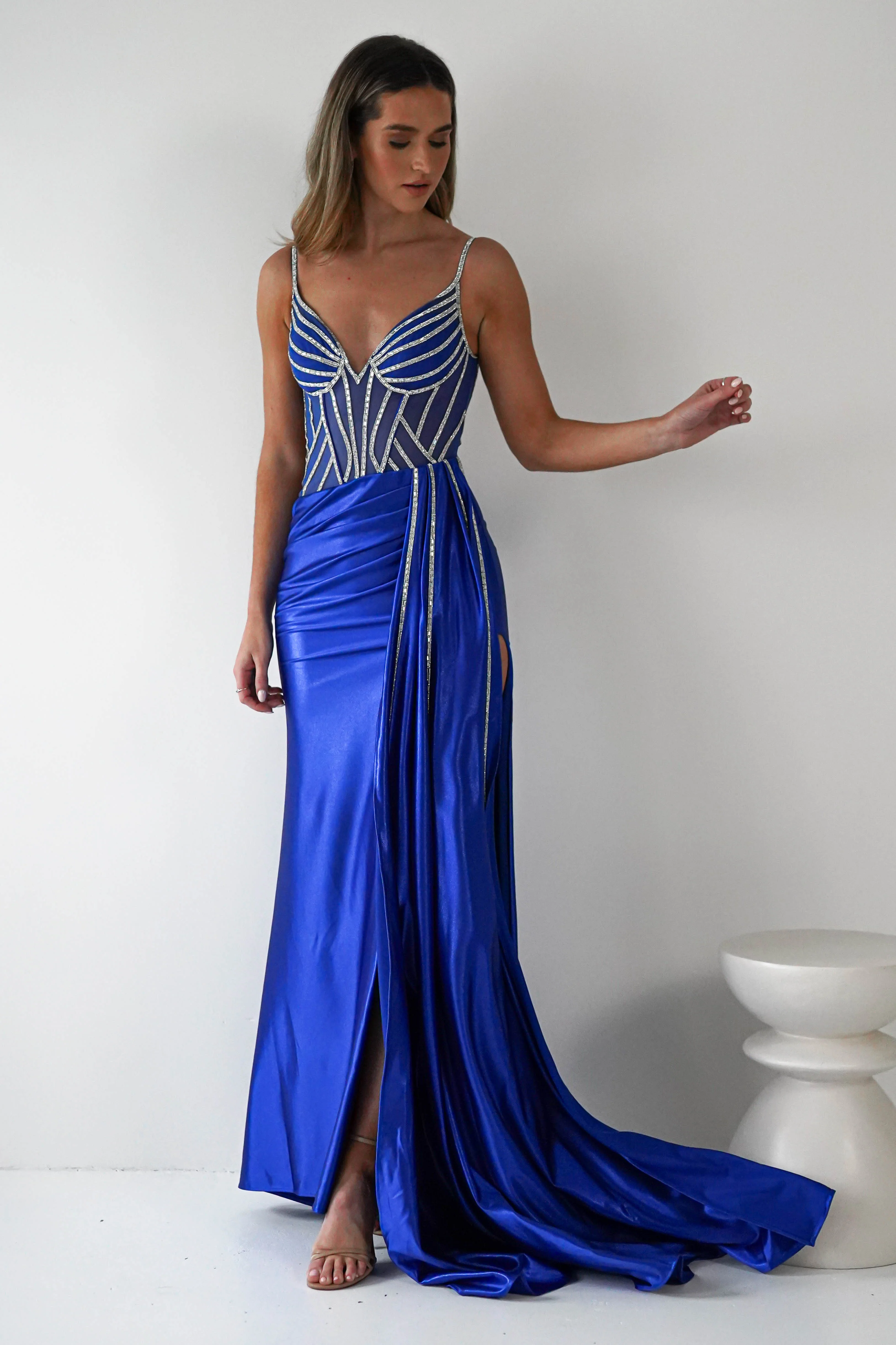 Leonardo Diamante Bodycon Gown | Royal Blue - Image 5