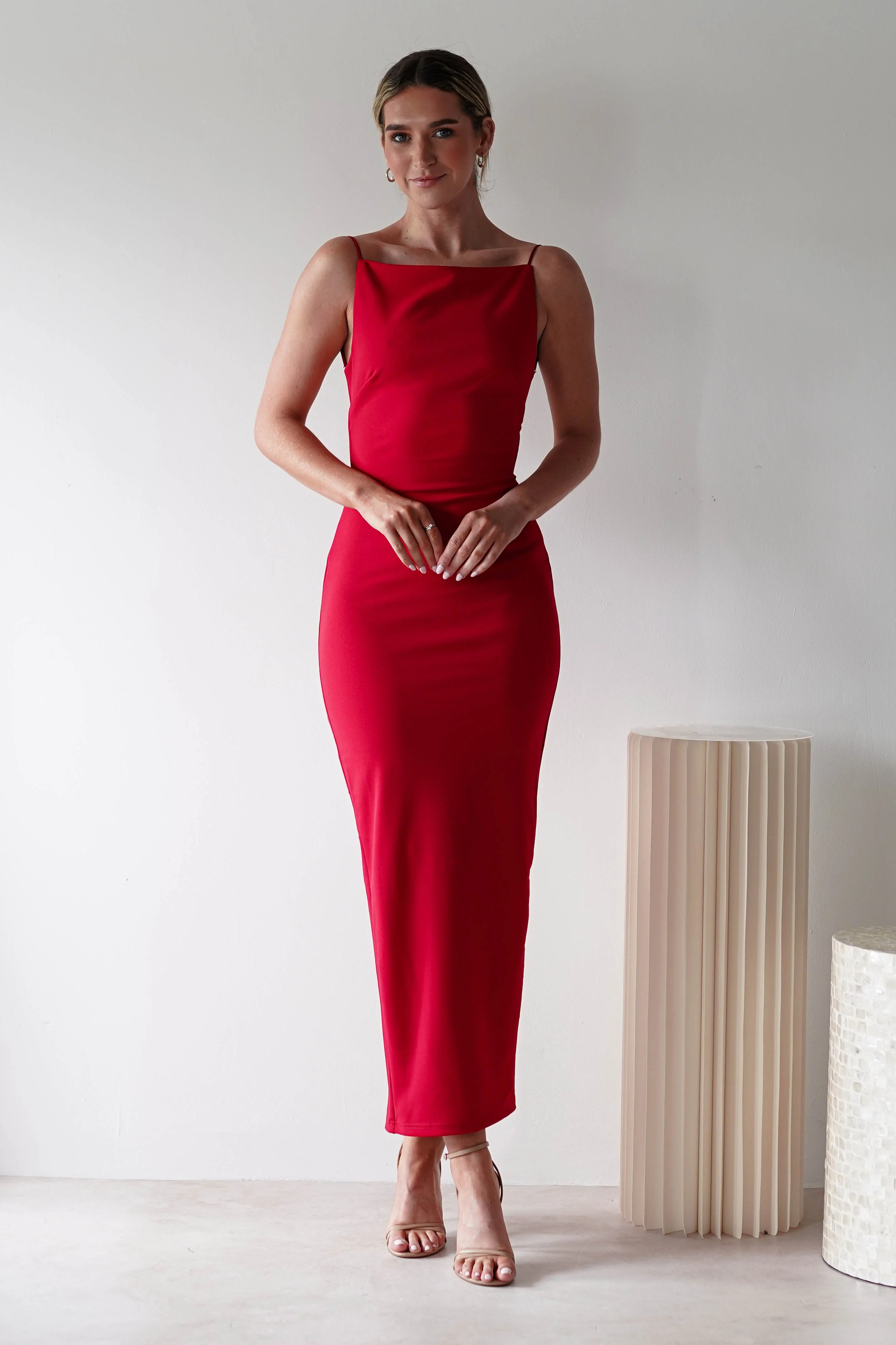 Letty Square Neck Maxi Dress | Red - Image 2