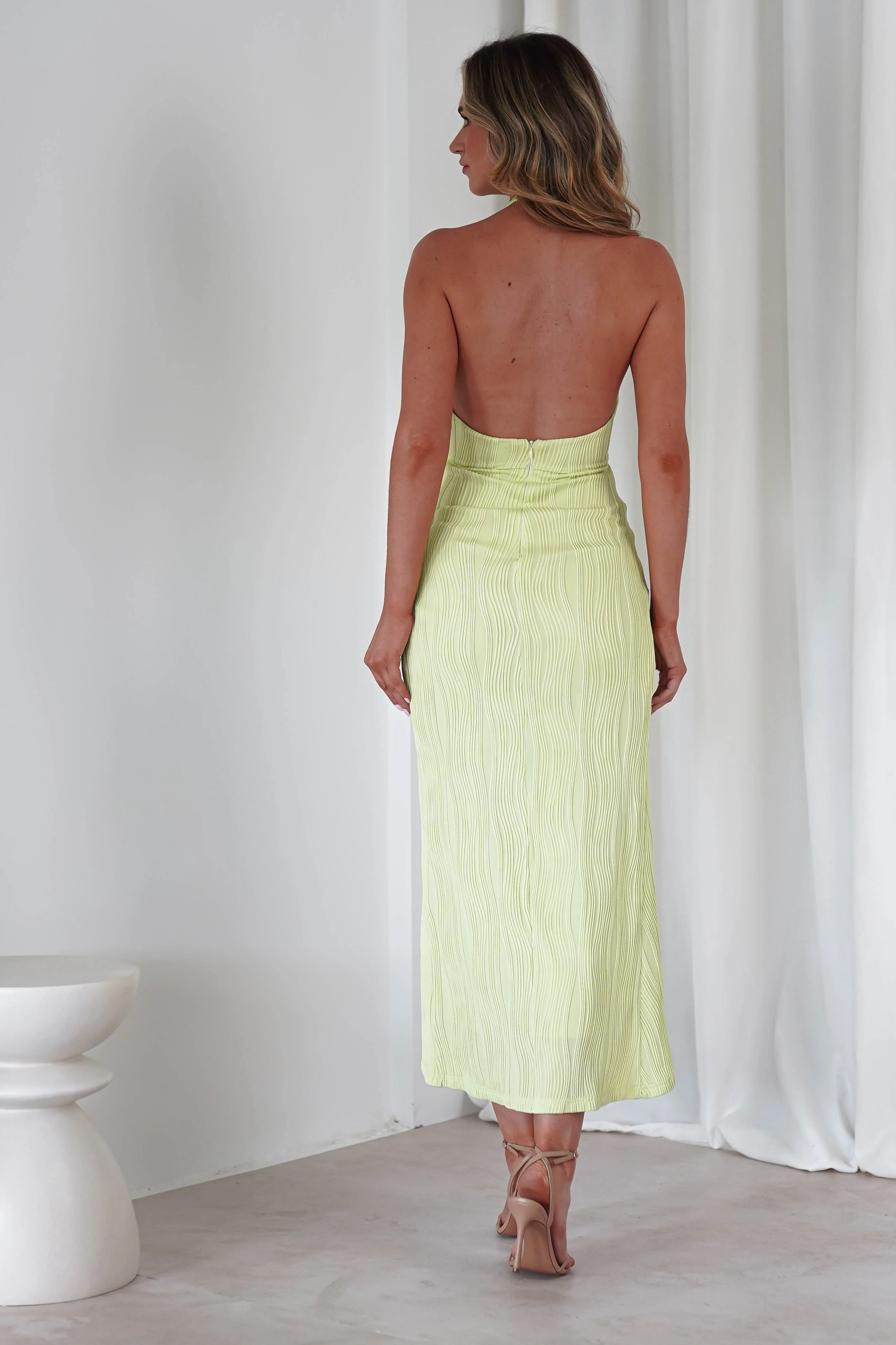 Louisa Ribbed Midaxi Dress | Lime - Image 3