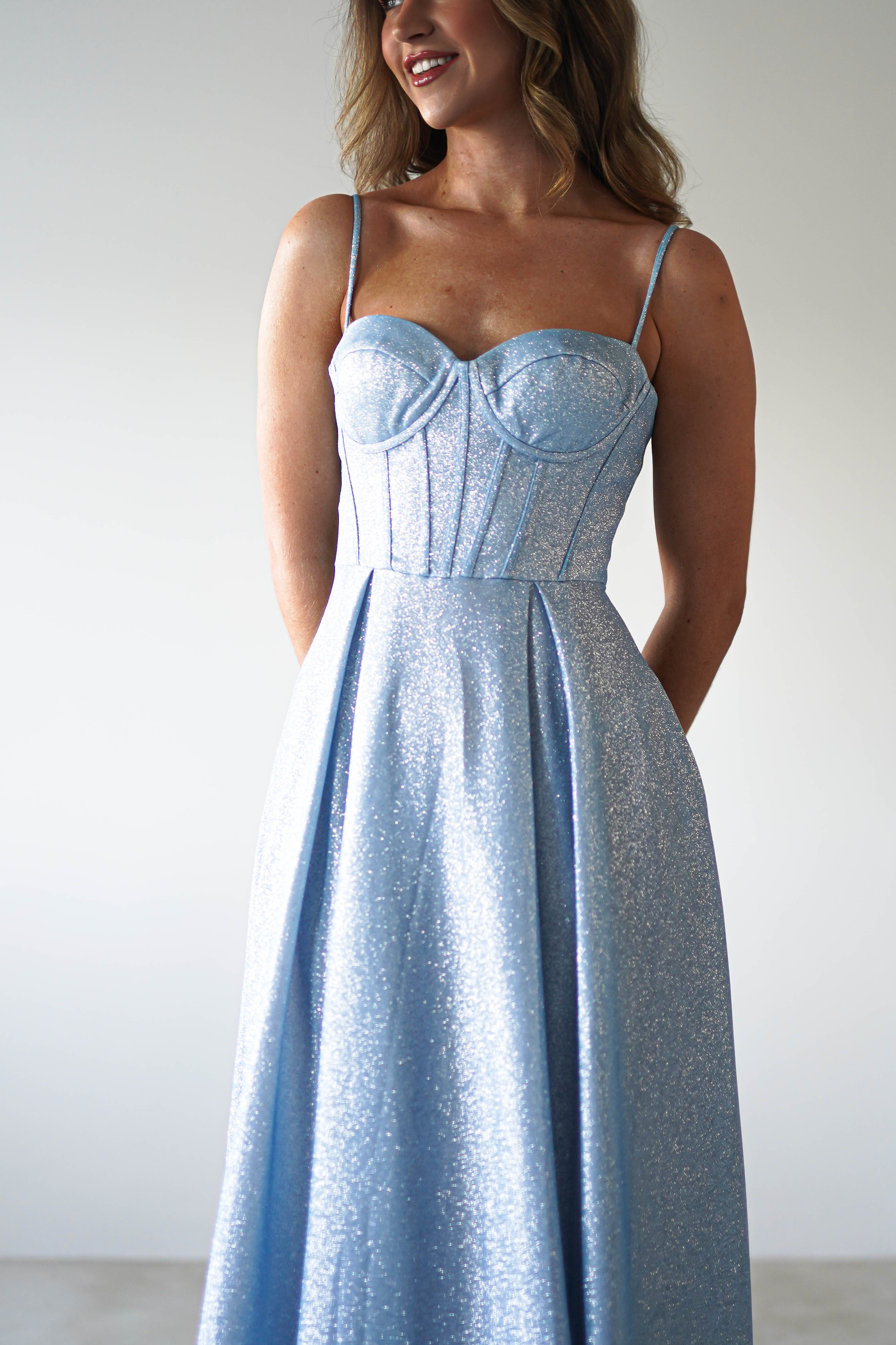 Luna Glitter Corset Aline Gown | Blue - Image 6