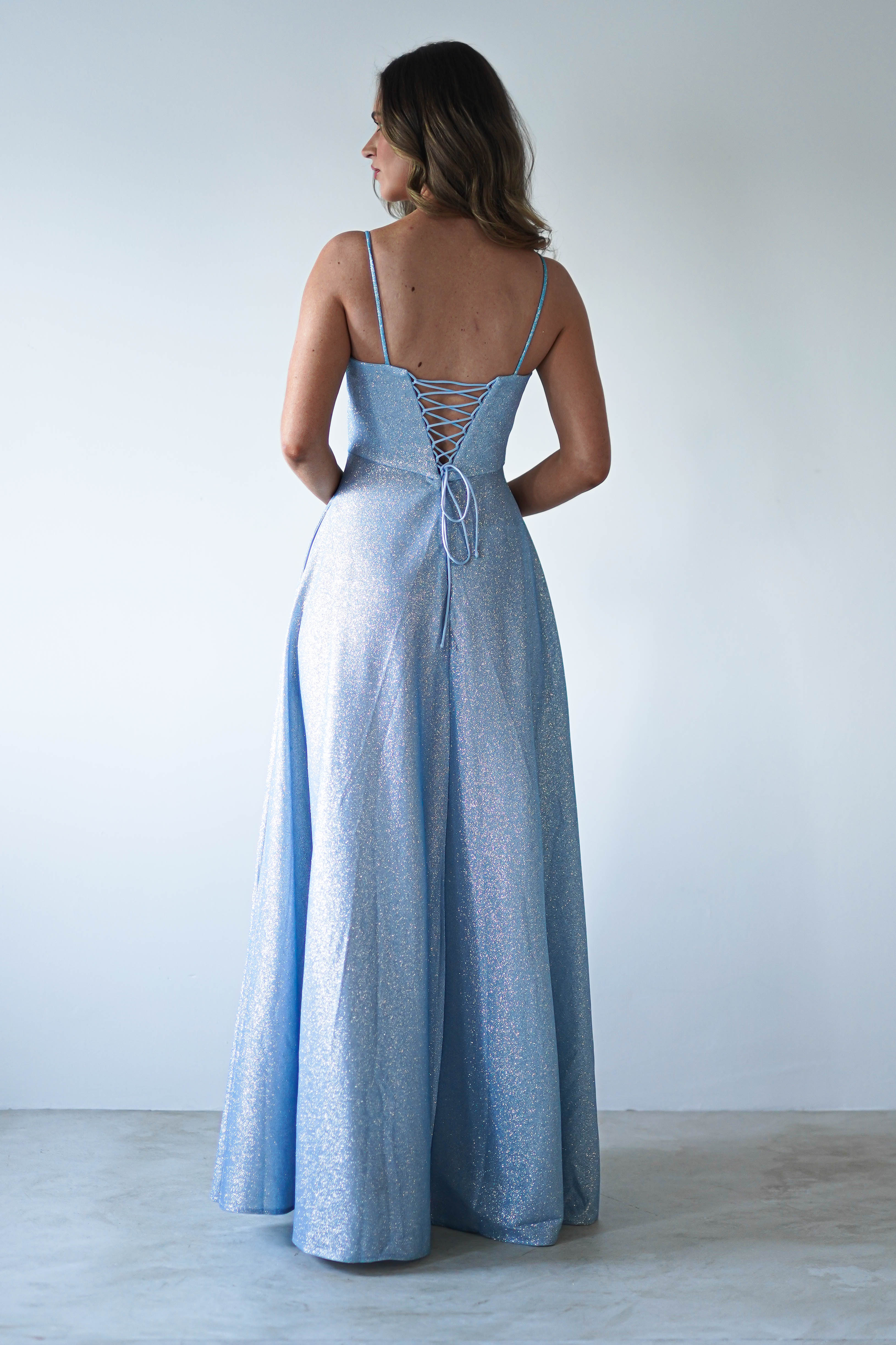 Luna Glitter Corset Aline Gown | Blue - Image 7