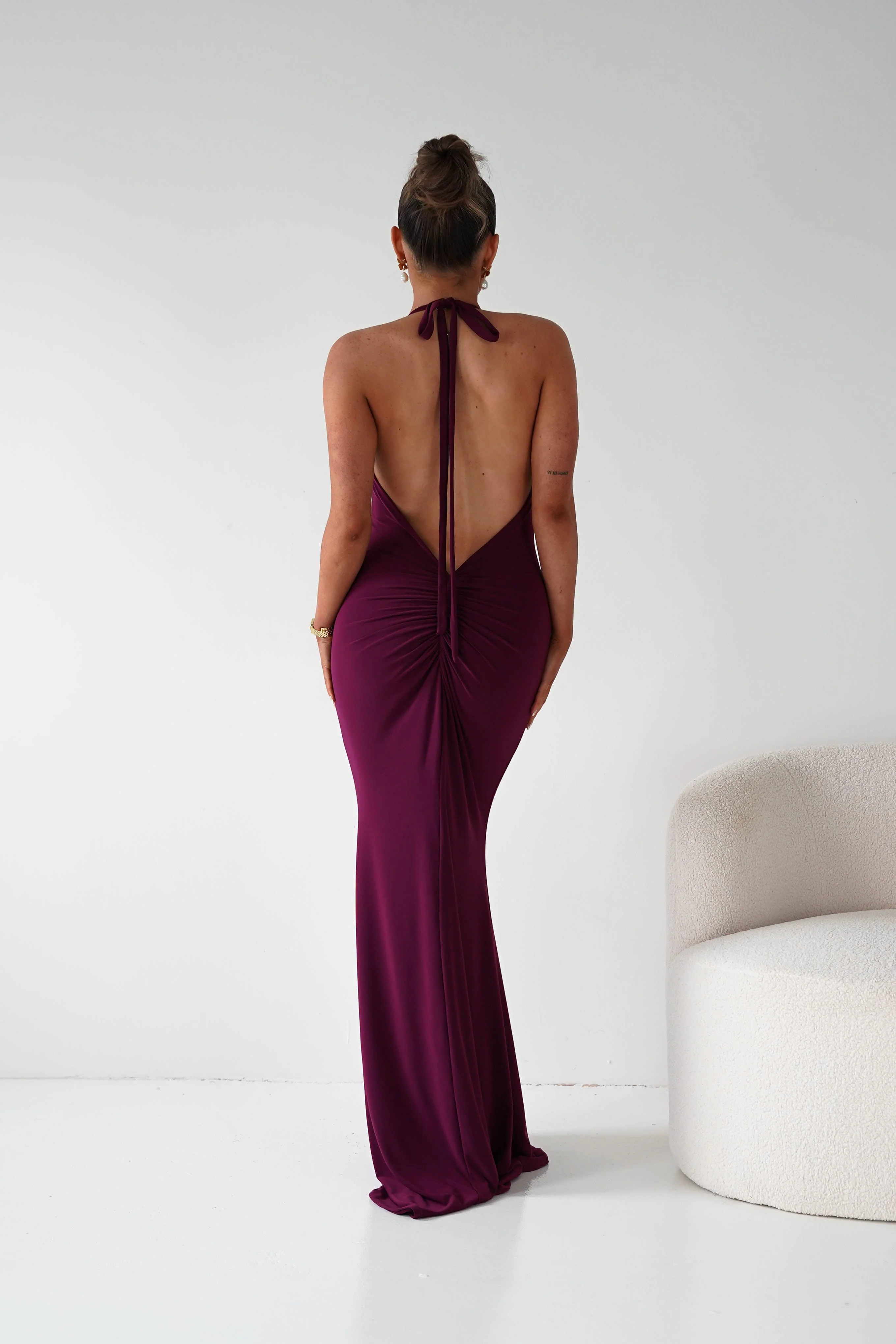 Maia Multi-Way Bodycon Maxi Dress | Wine - Image 11