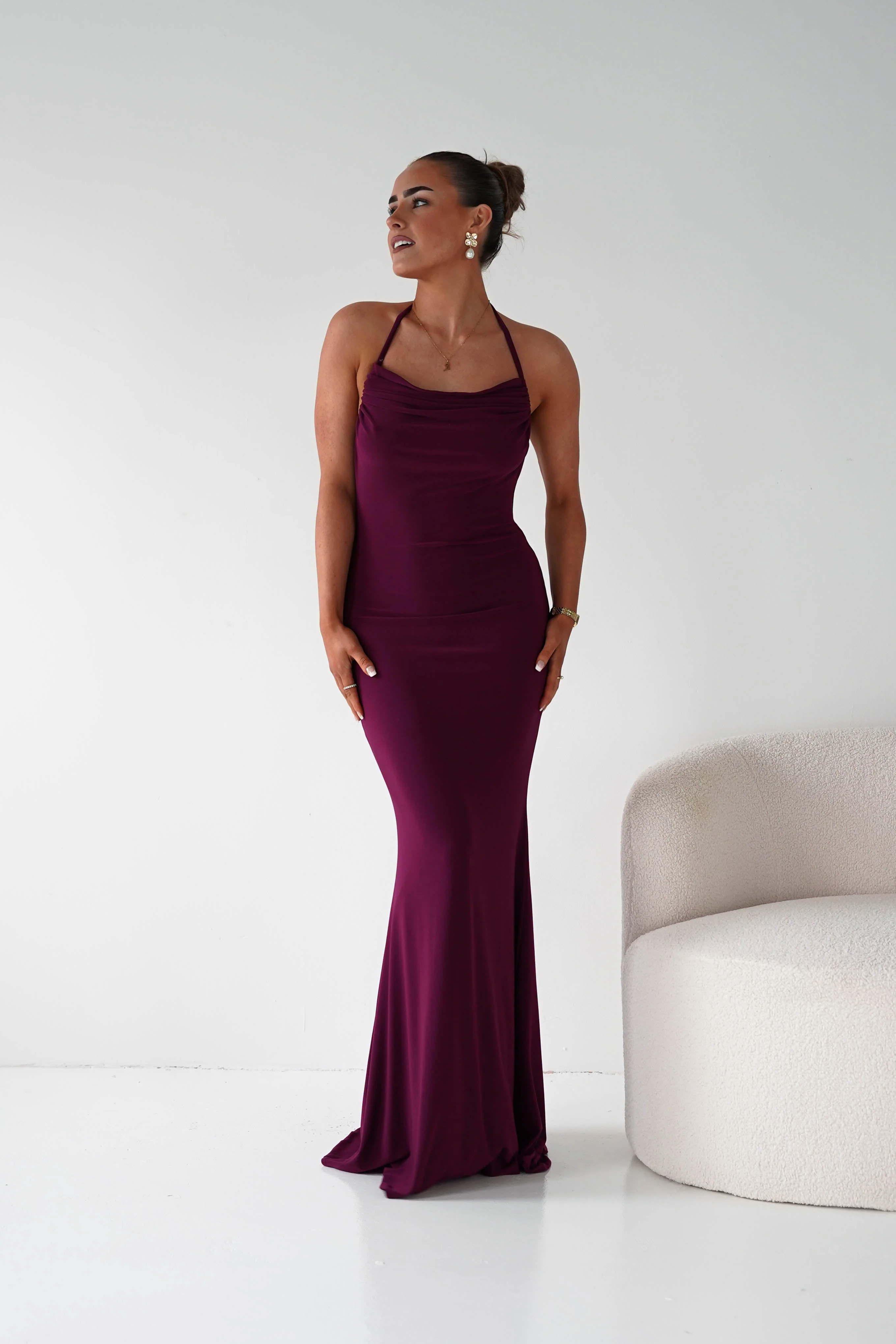Maia Multi-Way Bodycon Maxi Dress | Wine - Image 4