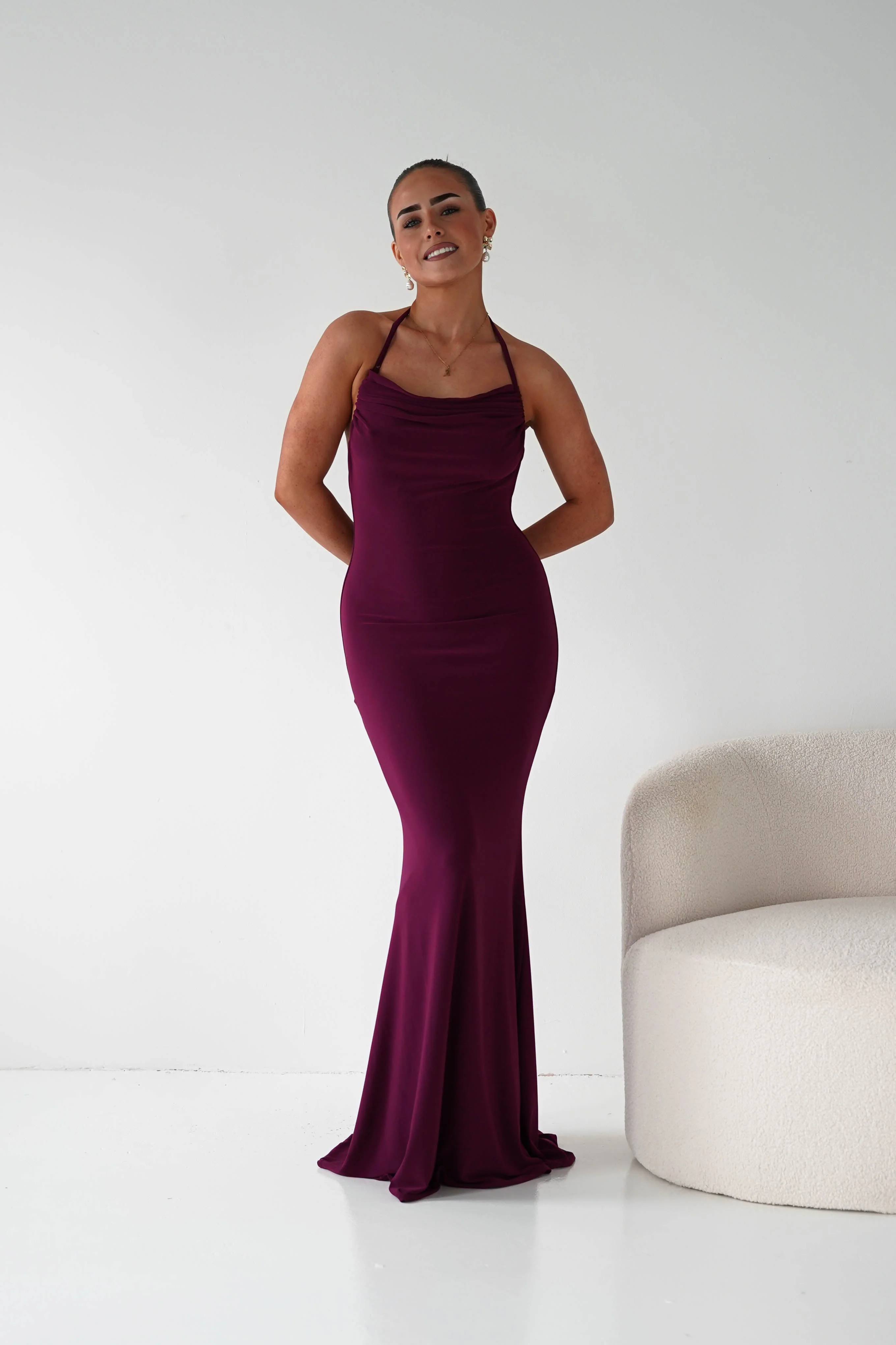 Maia Multi-Way Bodycon Maxi Dress | Wine - Image 9