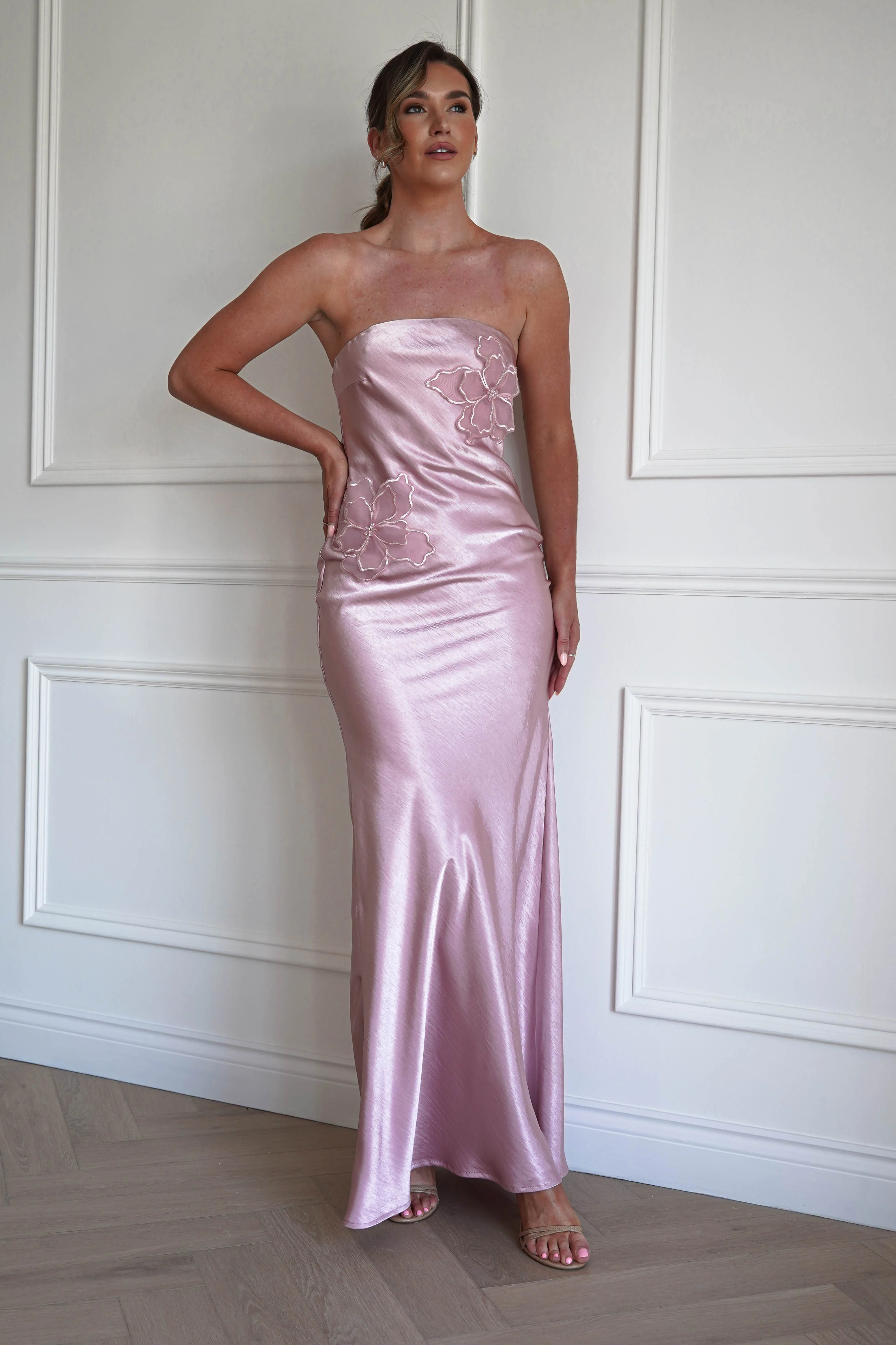 Majella Soft Stain Floral Appliqué Maxi Dress | Blush - Image 2