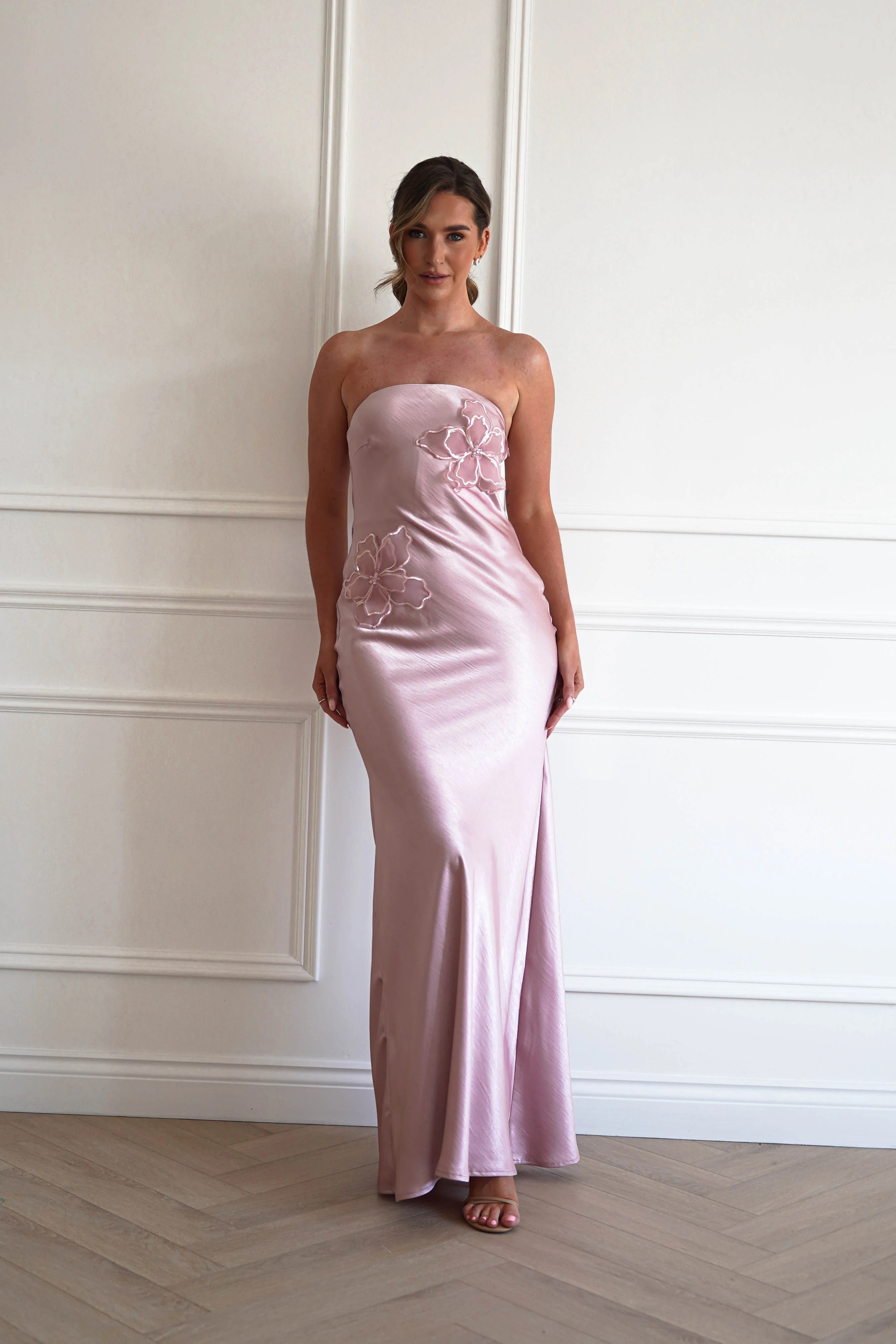 Majella Soft Stain Floral Appliqué Maxi Dress | Blush - Image 3