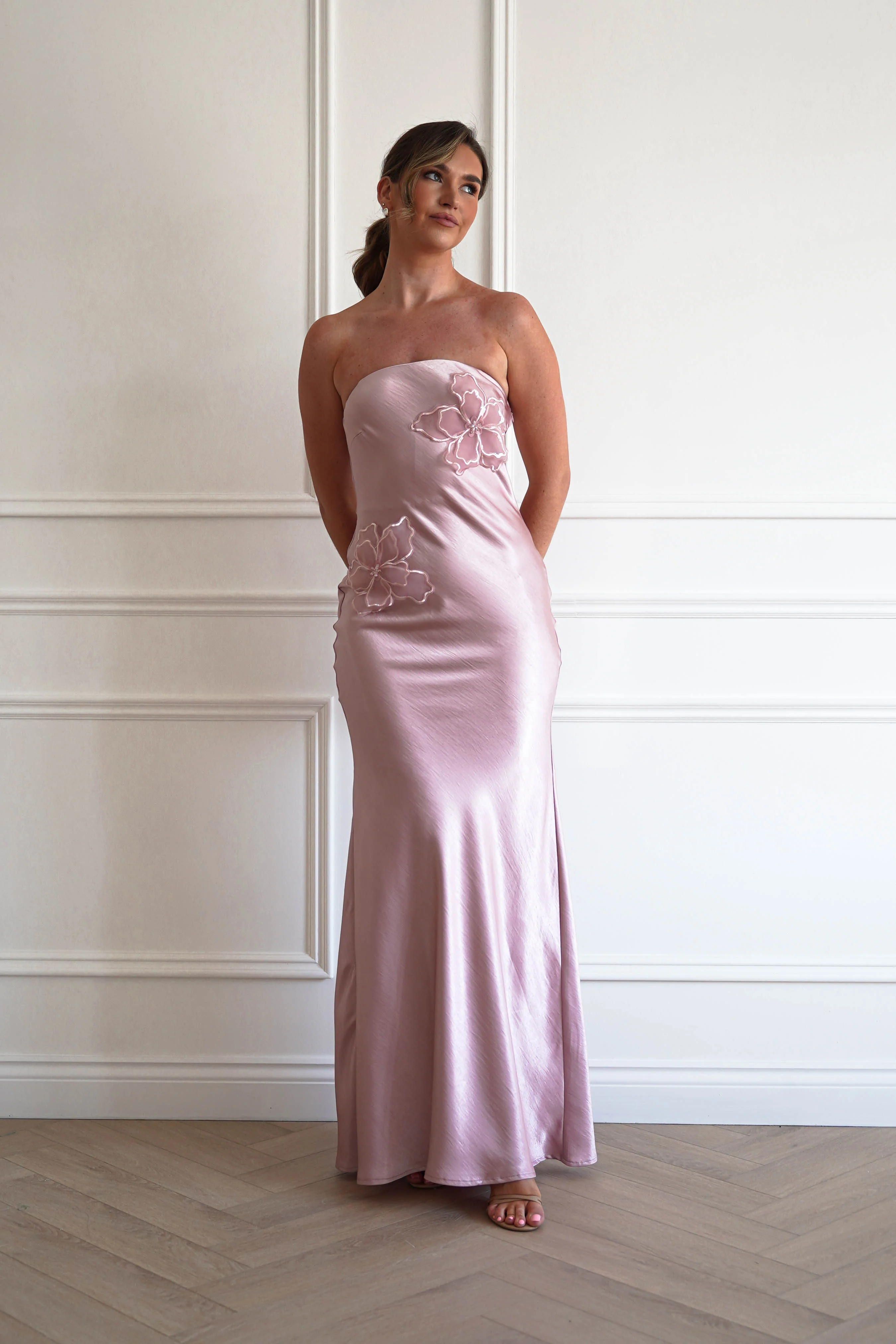 Majella Soft Stain Floral Appliqué Maxi Dress | Blush - Image 7