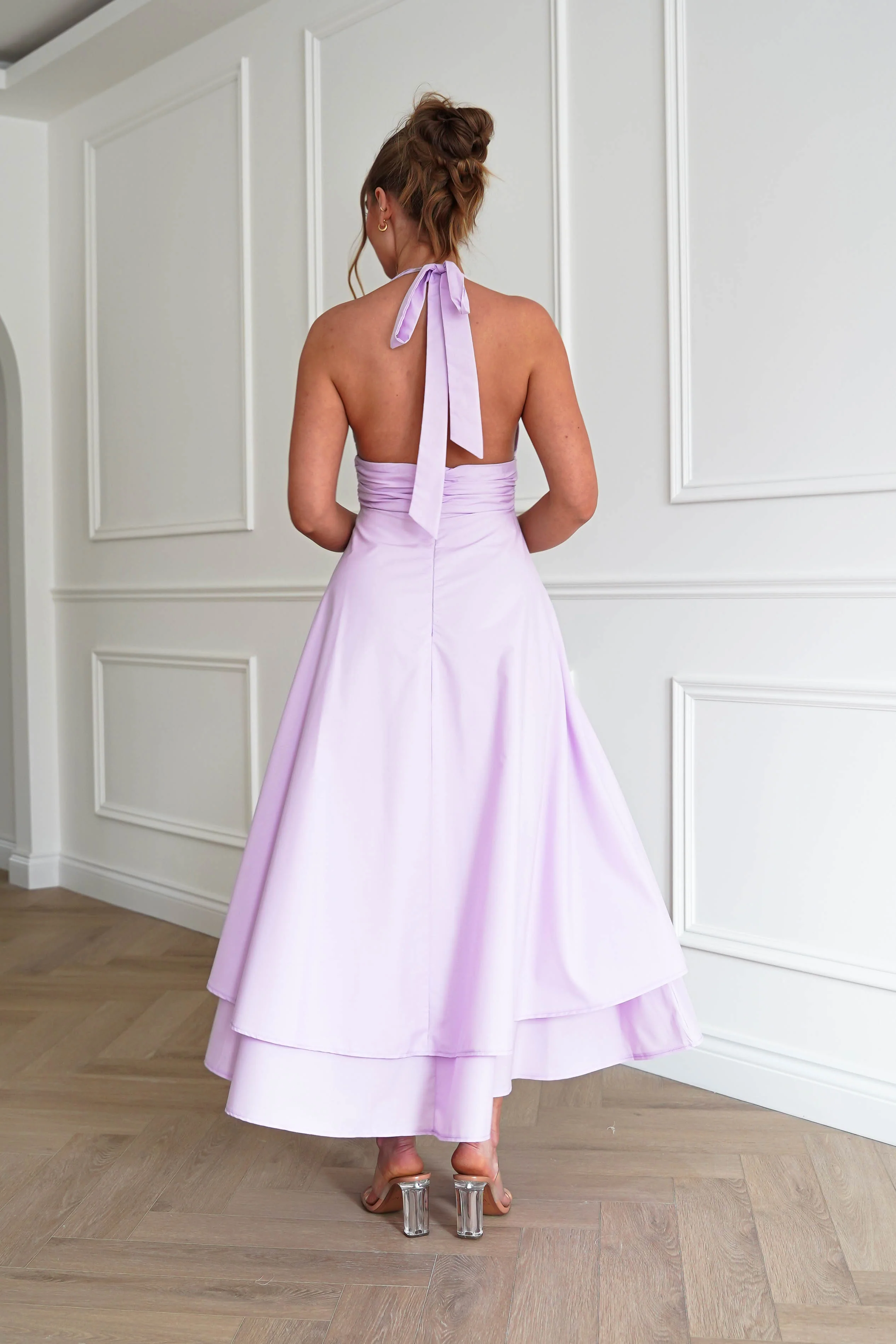 Makaila Halterneck Chiffon Midaxi Dress | Lilac - Image 4